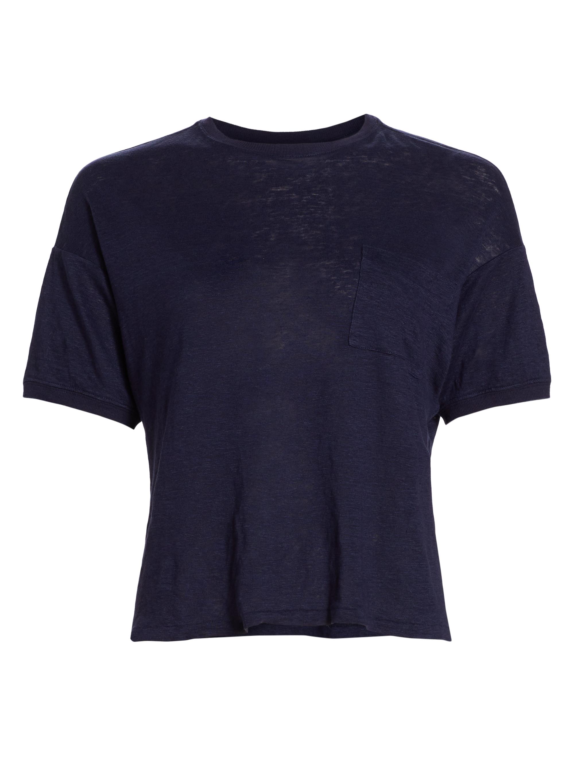 Frame Women's Linen Crewneck T-Shirt - Navy