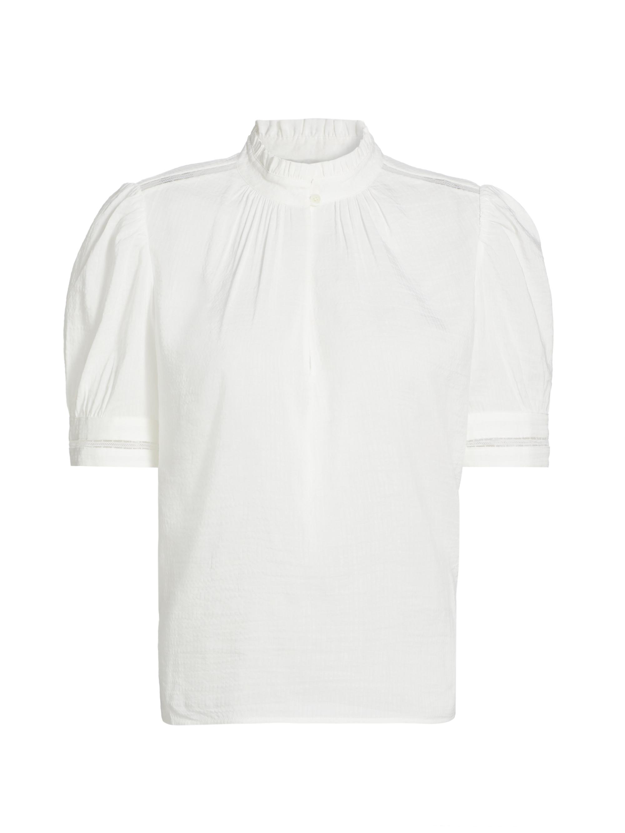 Frame Women's Linen-Blend Ruffle-Trimmed Top - White