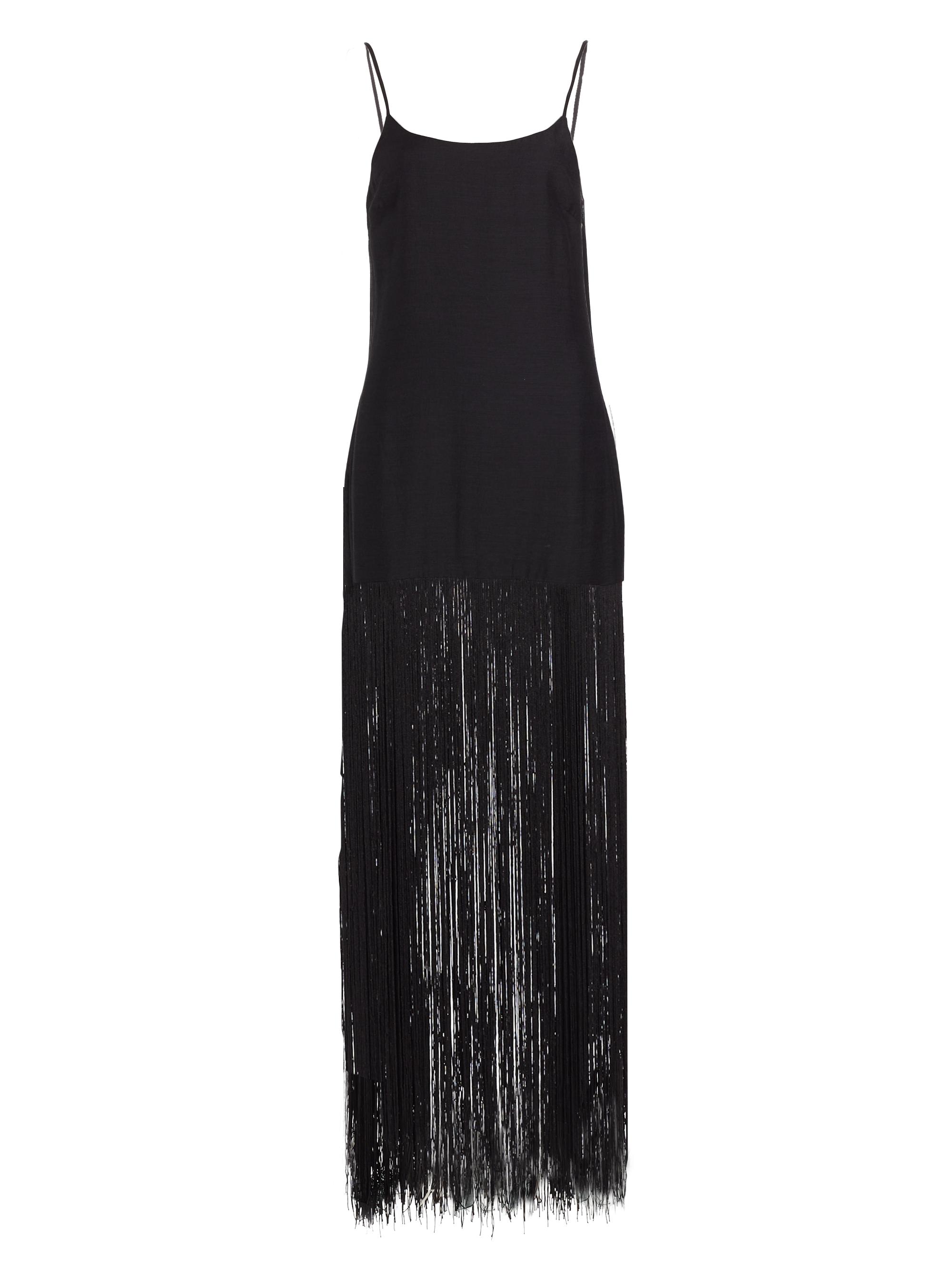 Simon Miller Women's Fringed Sleeveless Maxi Dress - Black