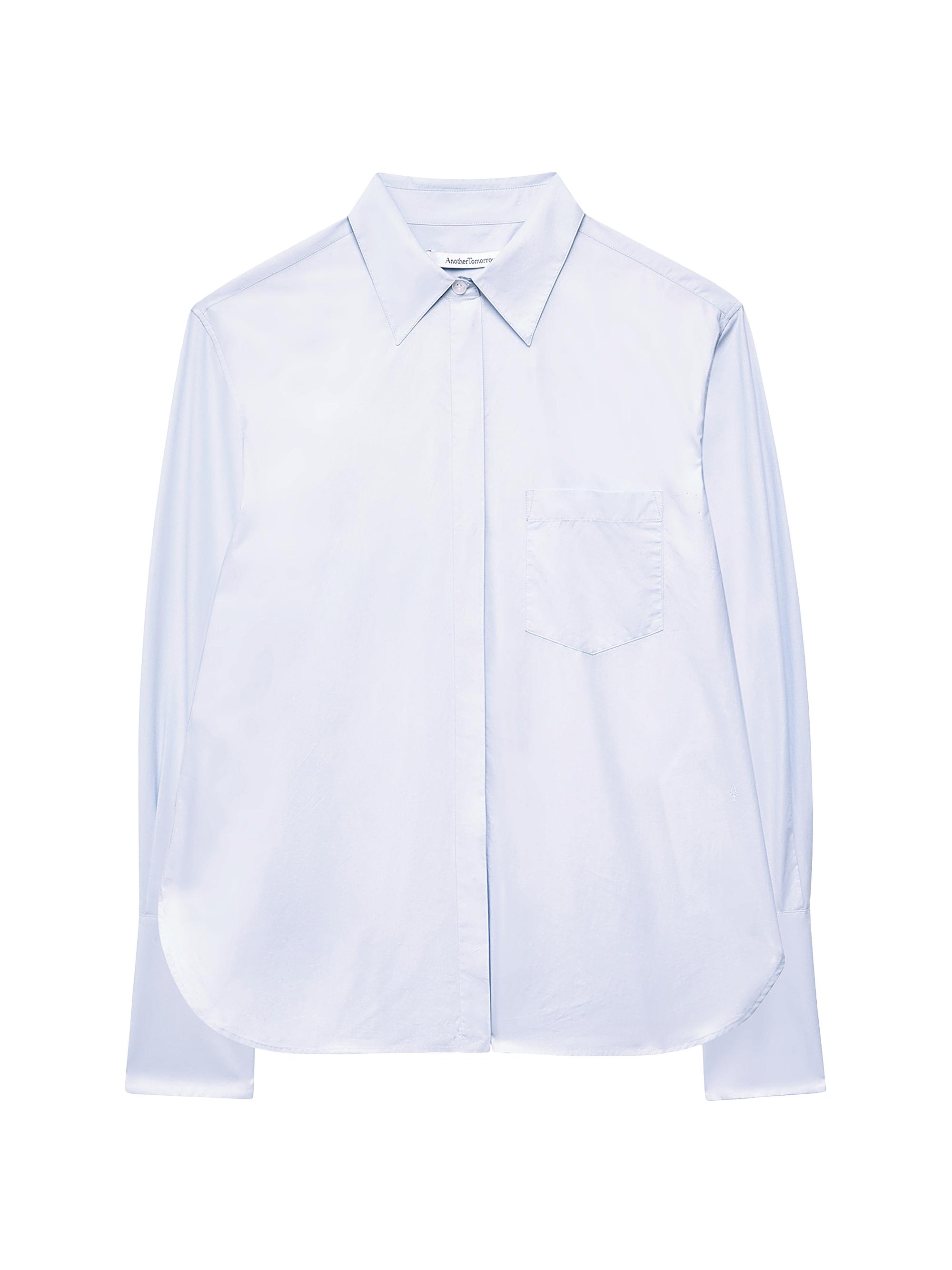Another Tomorrow Men's Cotton Oversized Shirt - French Blue