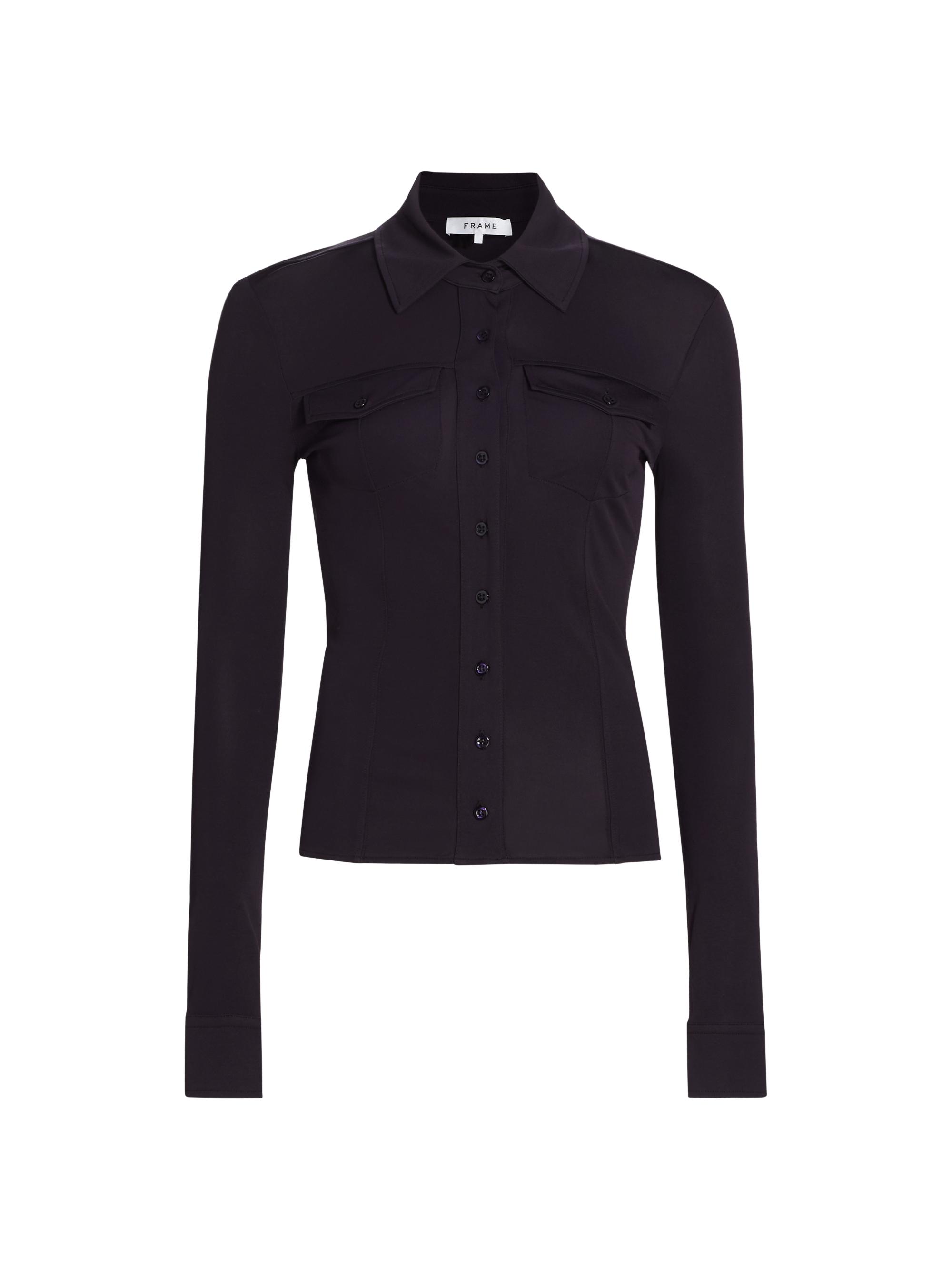 Frame Women's Jersey Button-Front Shirt - Navy