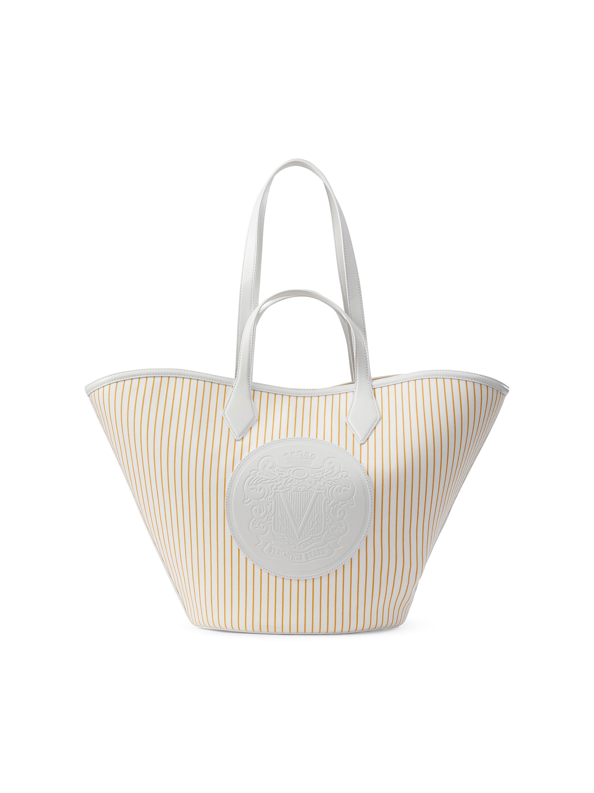 Veronica Beard Women's Crest Striped Canvas Tote Bag - Mustard Stripe