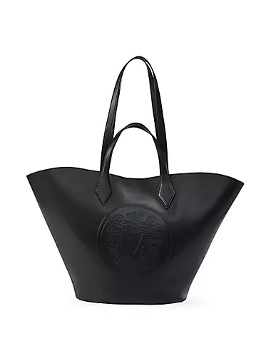 Crest Pebble Leather Tote Bag