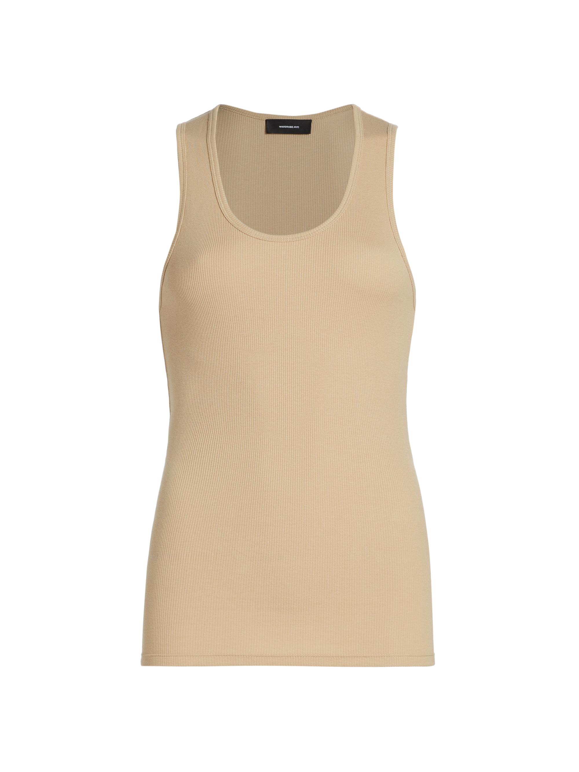 WARDROBE.NYC Women's Cotton Rib-Knit Tank - Khaki