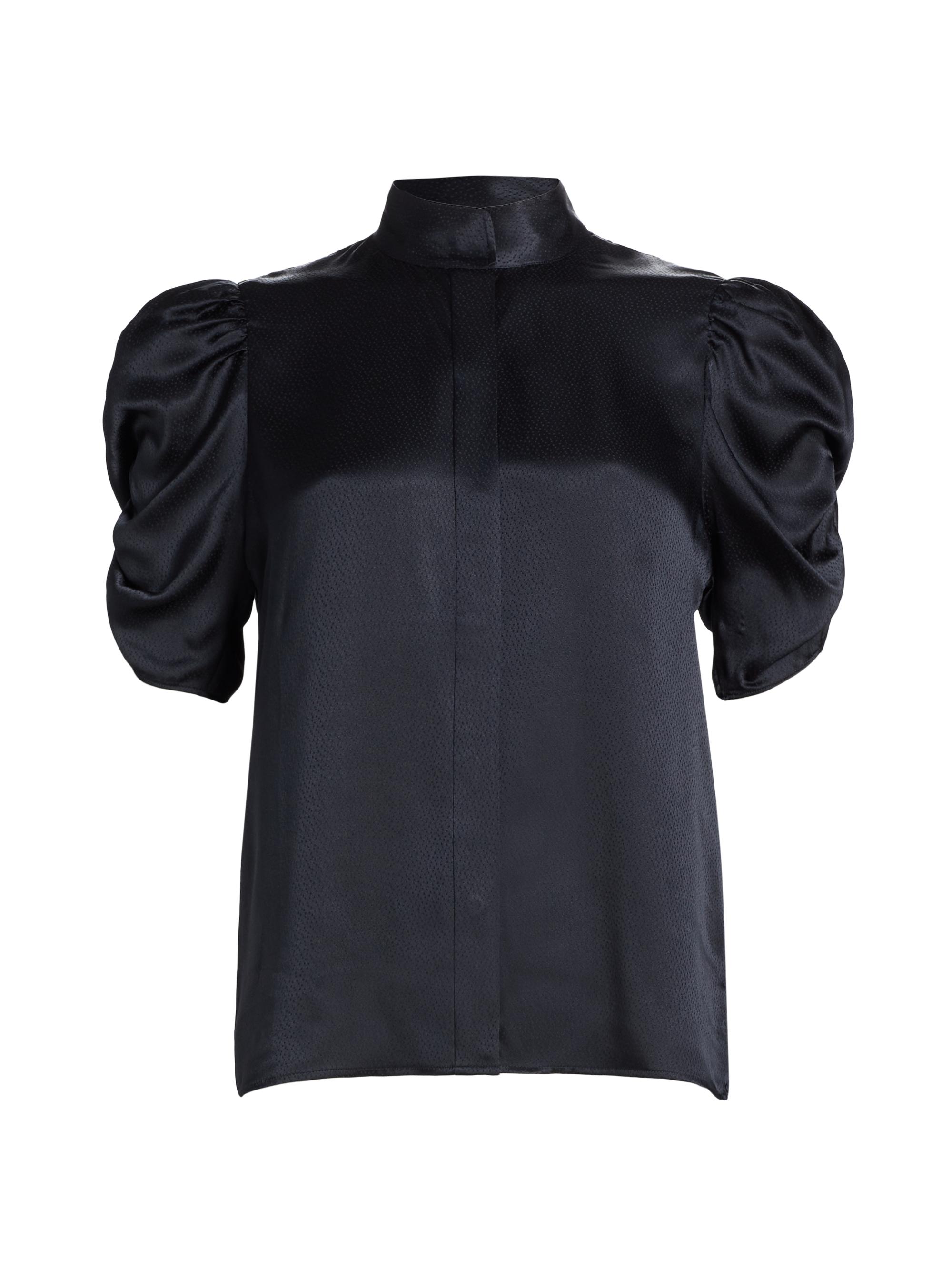 Frame Women's Puff-Sleeve Silk Blouse - Navy