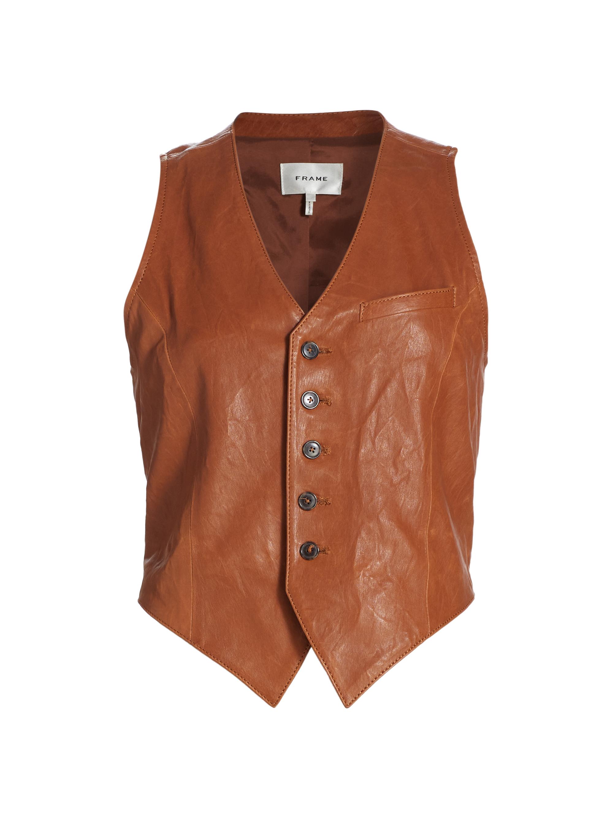 Frame Leather Button-Up Vest | Saks Fifth Avenue