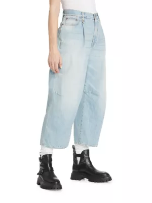 R13 wide leg cropped jeans - Green