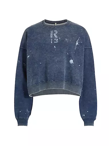 Distressed Cotton Crop Sweatshirt