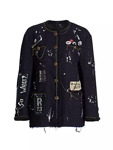 Slouch Chain & Pin-Embellished Cotton Jacket