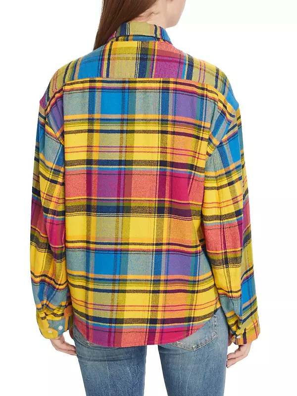 R13 Oversize Rainbow Plaid Shirt