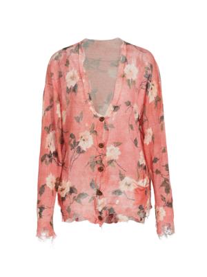 R13 paint-splatter V-neck cardigan - Neutrals