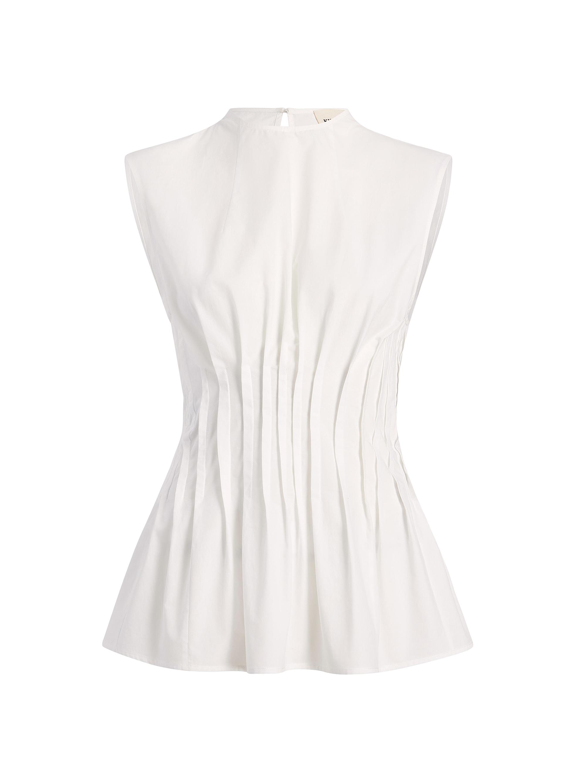 Khaite Women's Westin Seamed Cotton Top - White