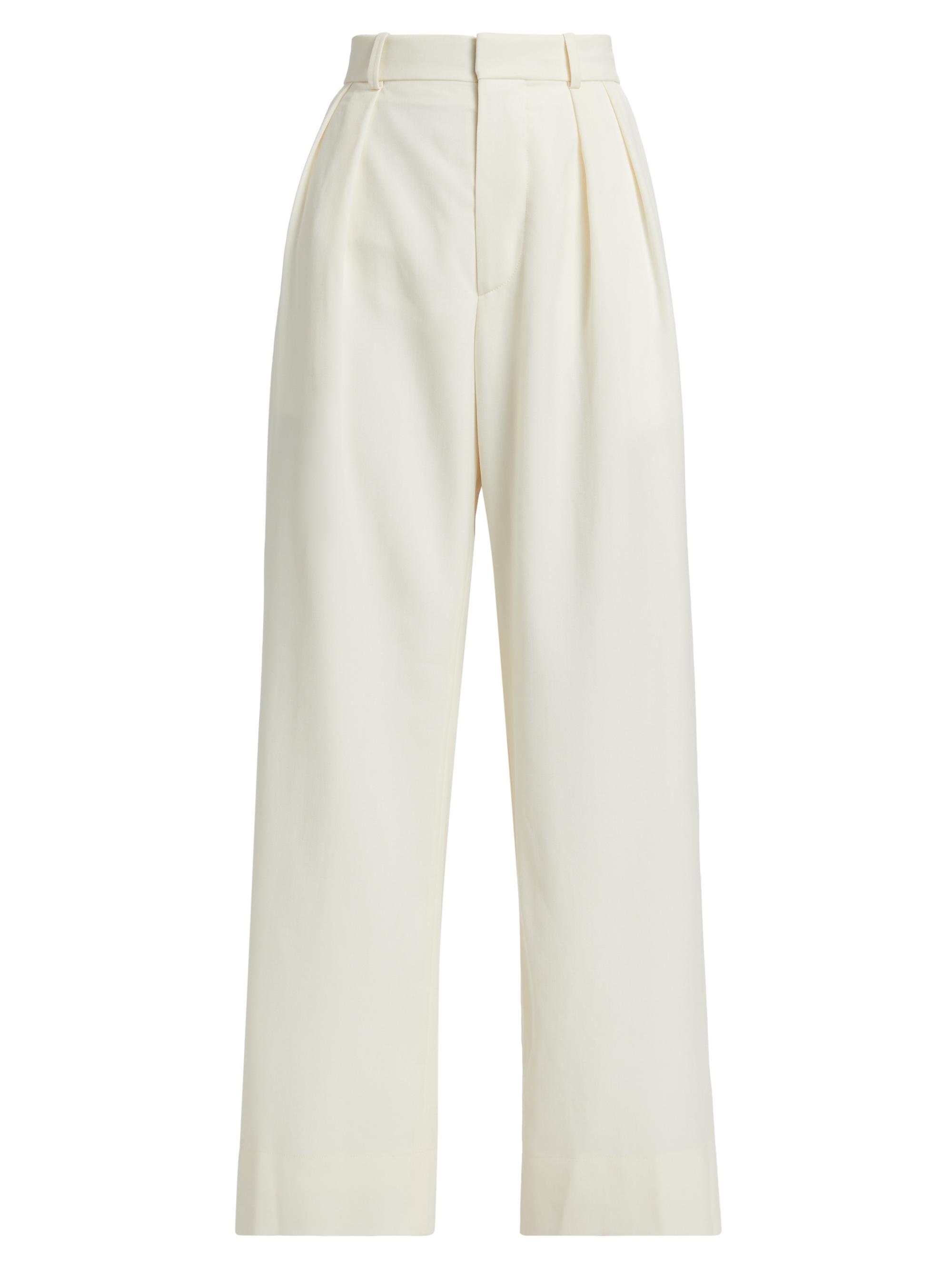 WARDROBE.NYC Women's Pleated Wool Low-Rise Trousers - Off White