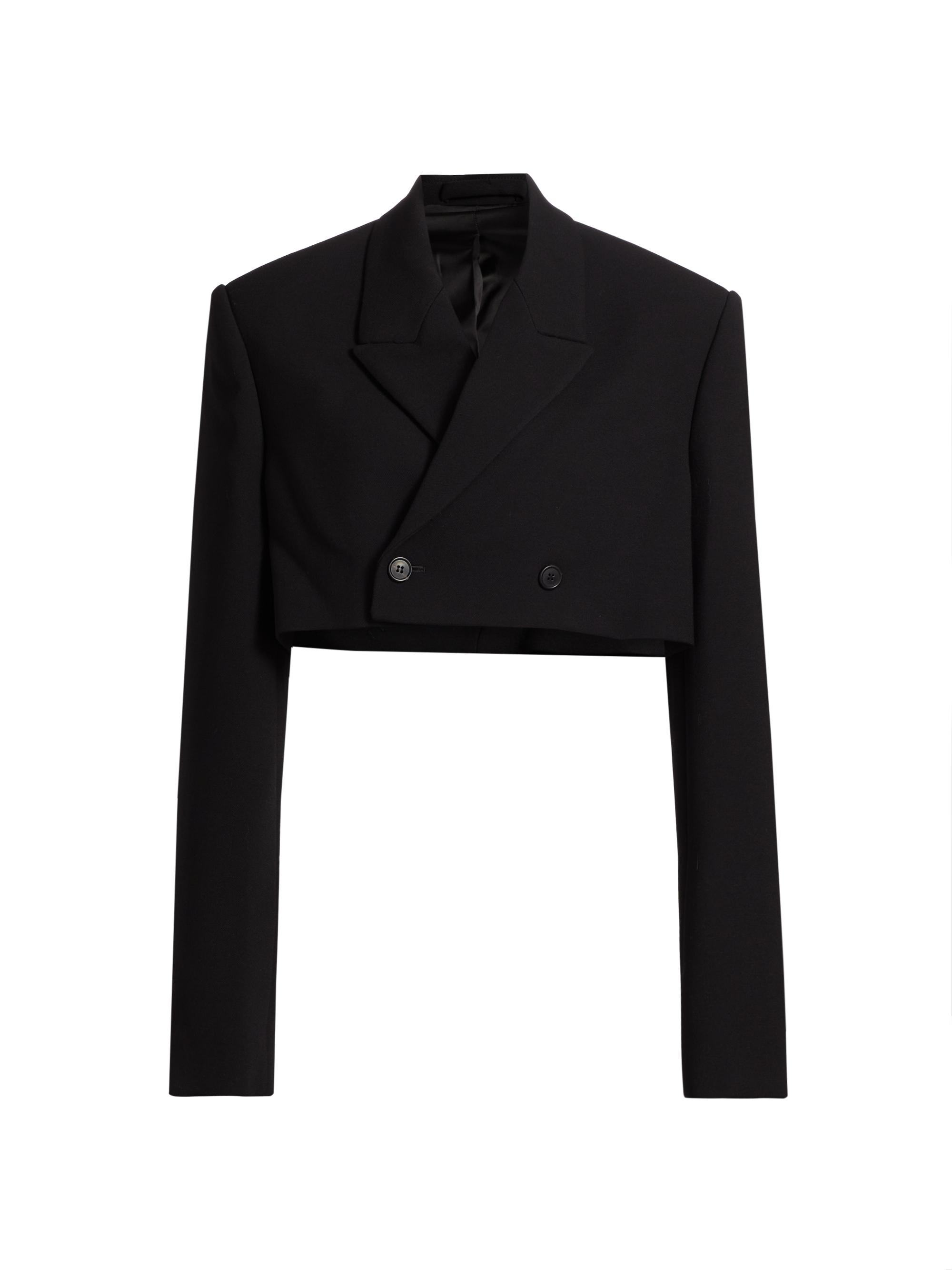 WARDROBE.NYC Women's Crop Double-Breasted Blazer - Black