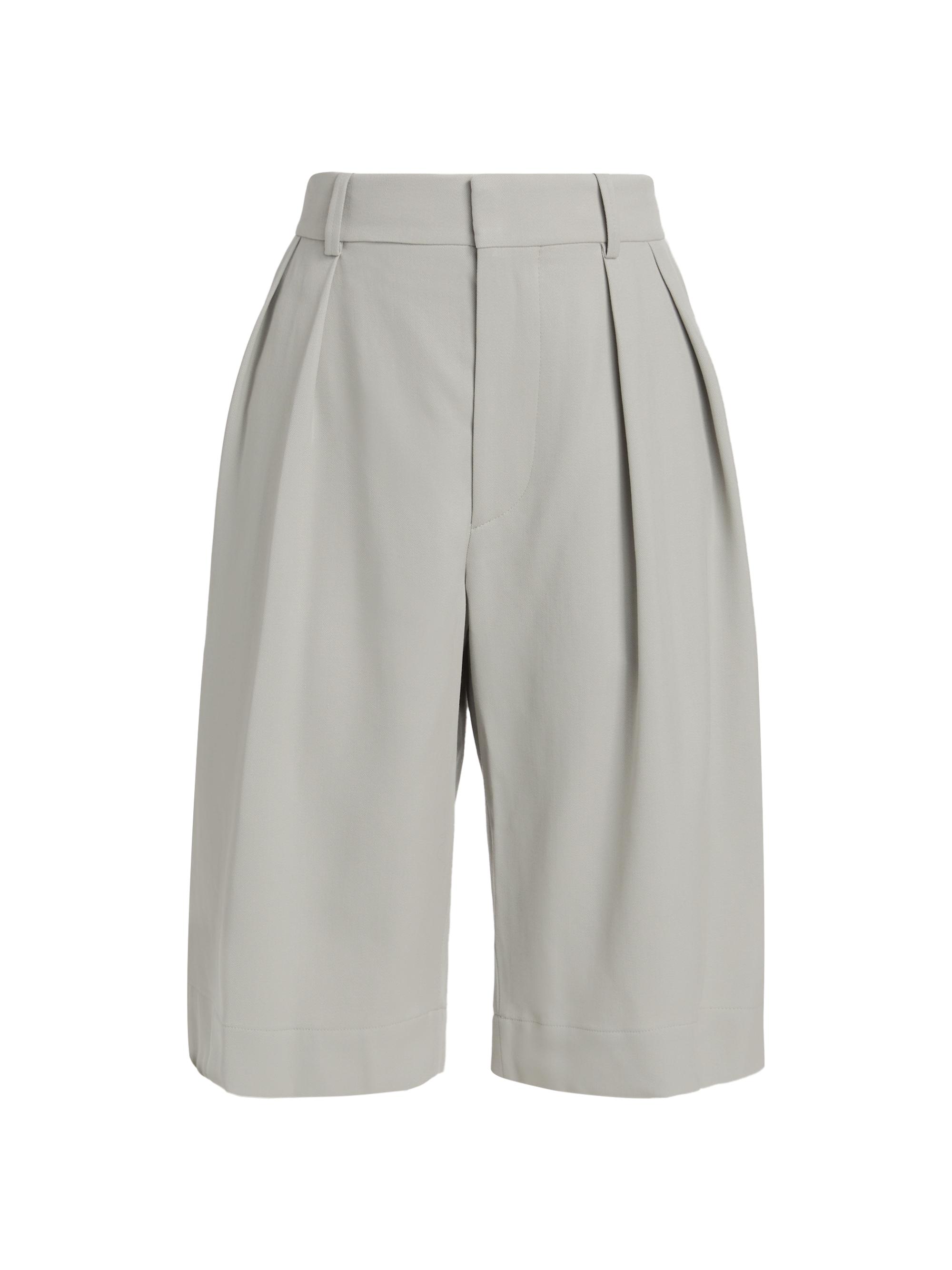 WARDROBE.NYC Women's Low-Rise Wool Shorts - Cement
