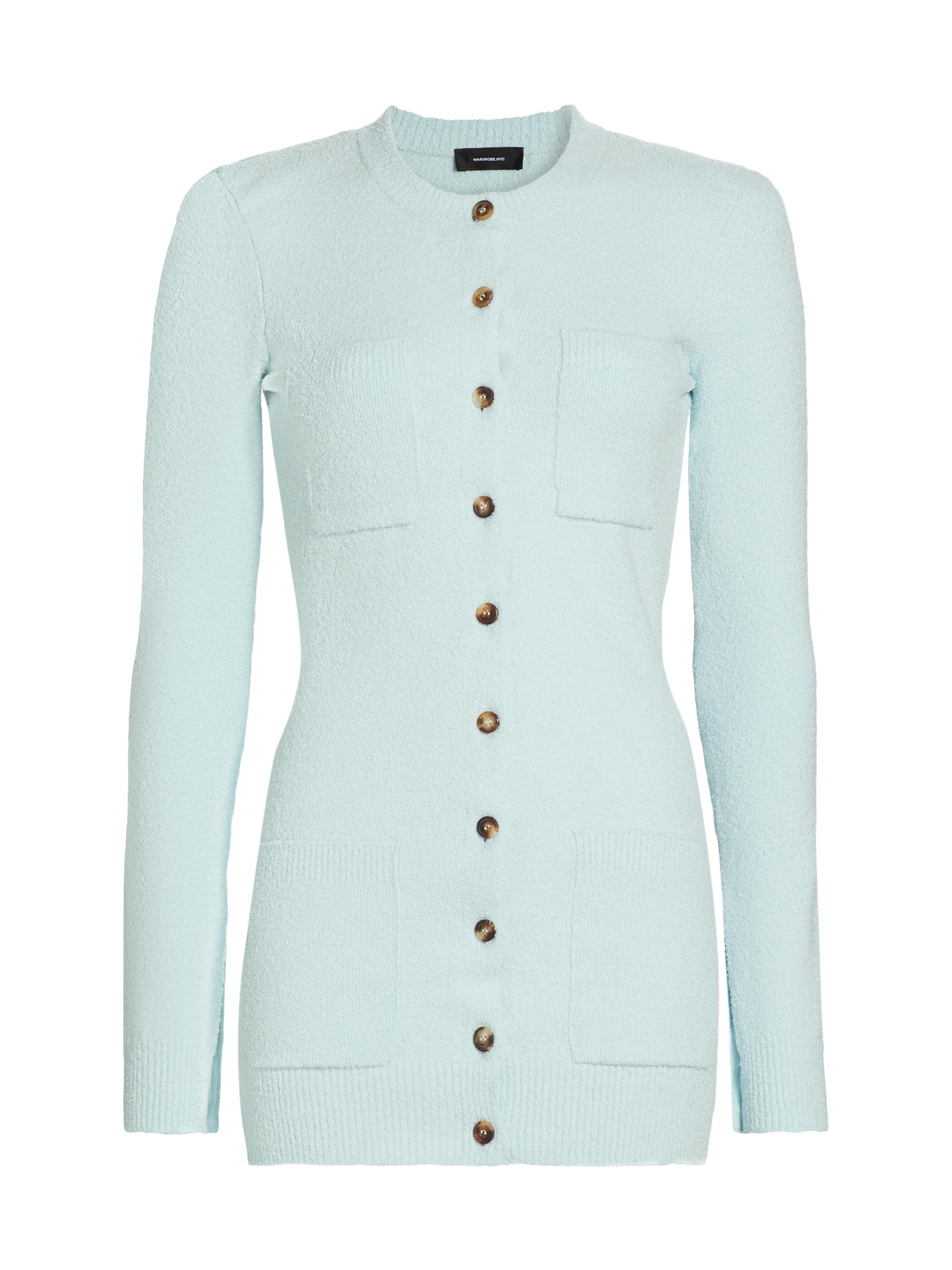 WARDROBE.NYC Women's Cotton-Blend Knit Cardigan - Ice Blue