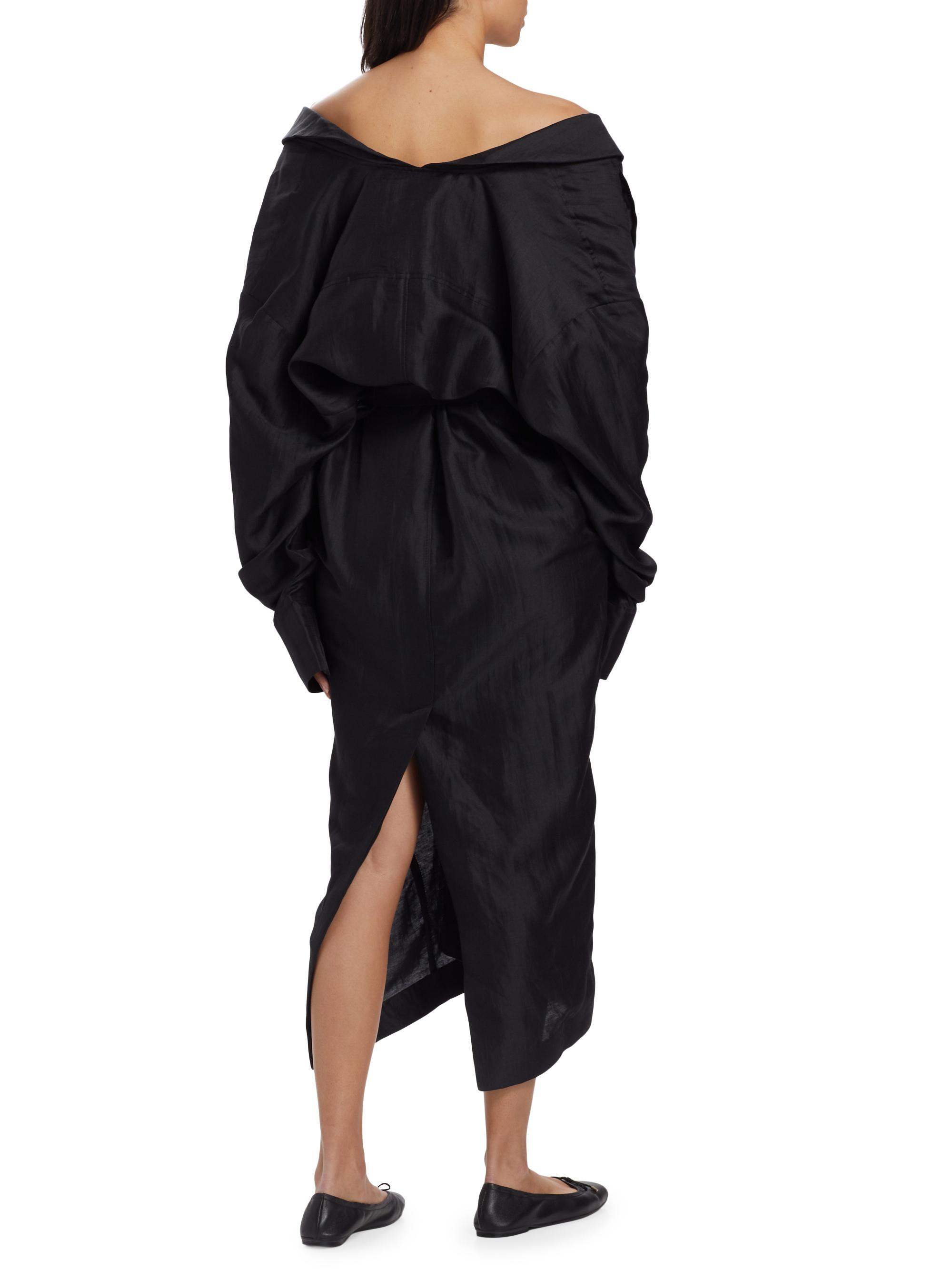chinese dress ladies Off-Shoulder Linen Dress with Tie L / White / 04550 main image 0