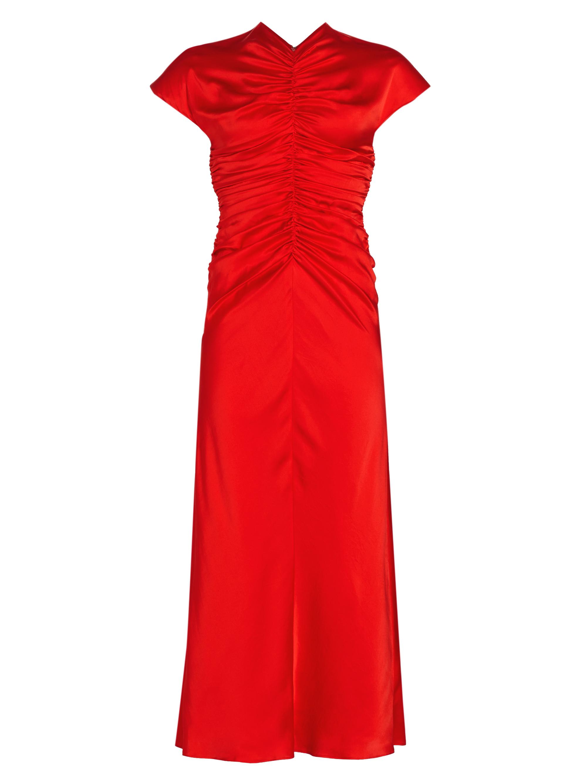 Tove Women's Aubree Ruched Silk Maxi Dress - Red