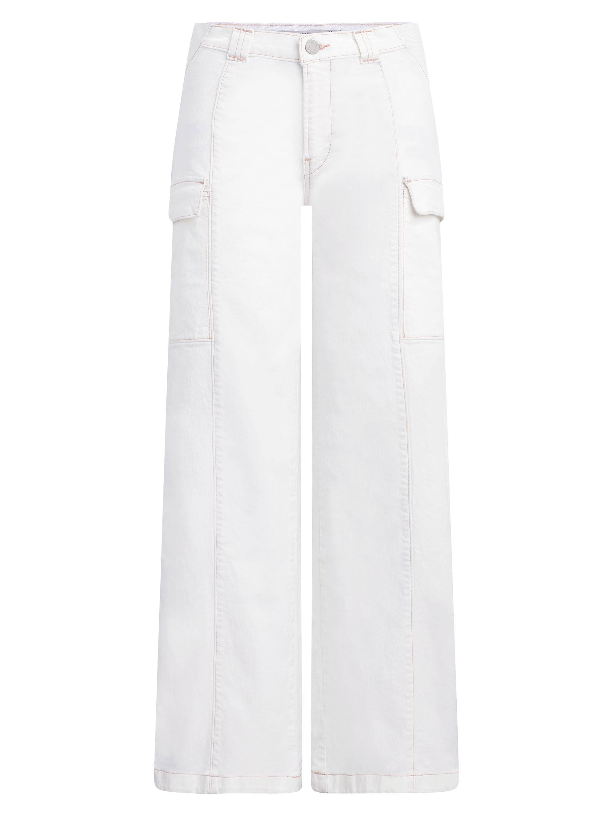 Hudson Jeans Women's Maternity Utility Wide-Leg Cargo Jeans - White