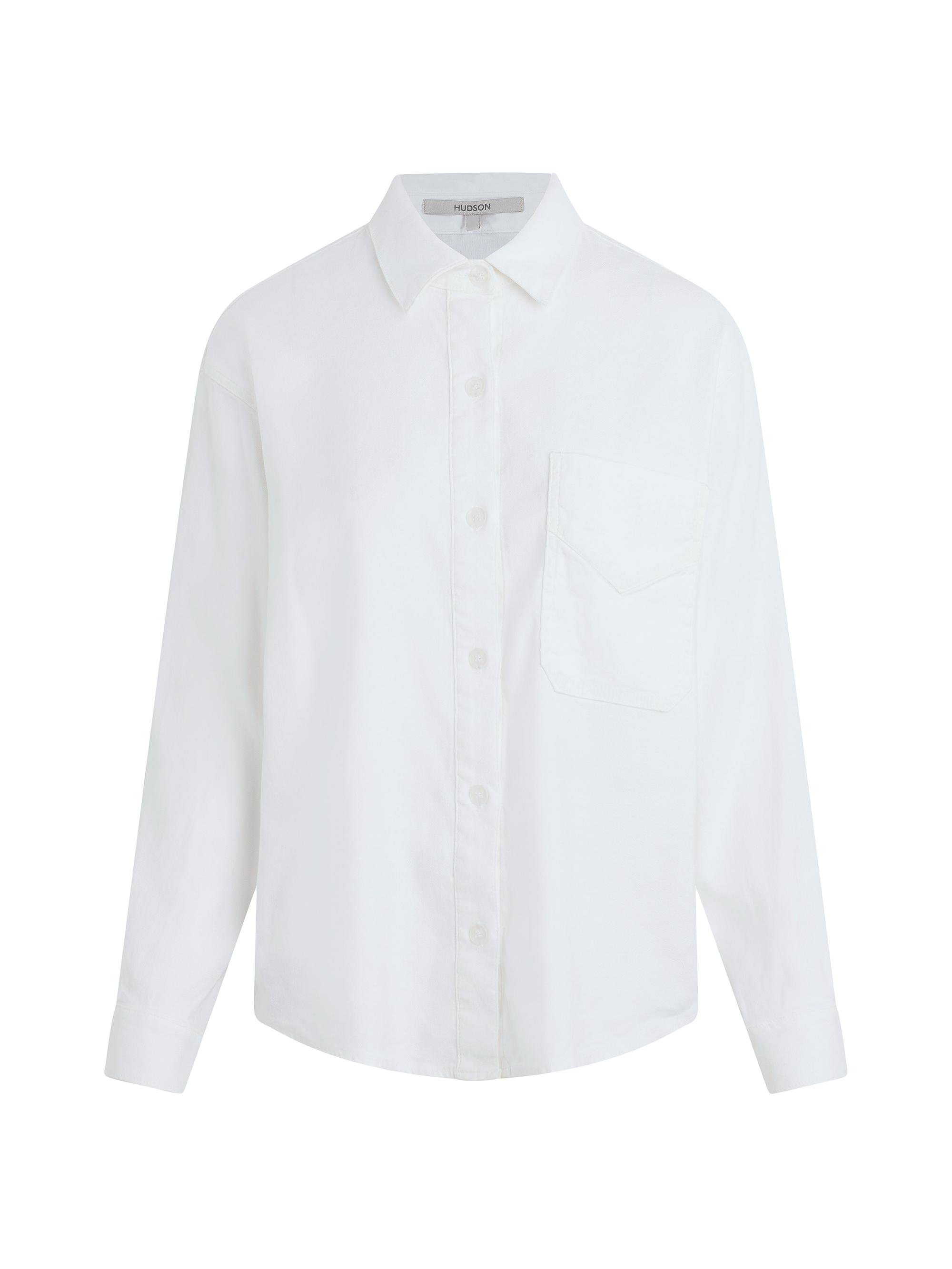 Hudson Jeans Women's Oversized Linen-Blend Shirt - White