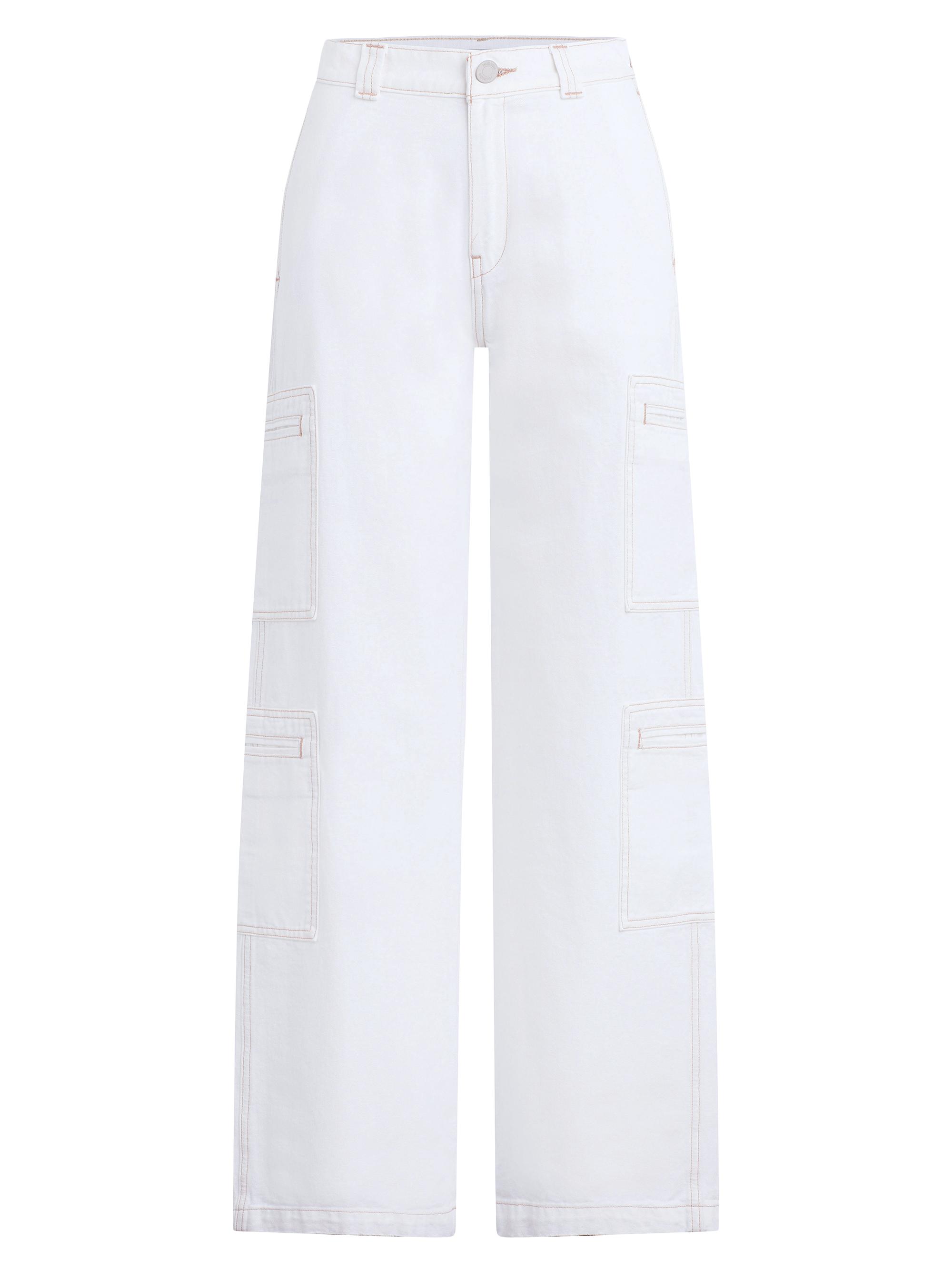 Hudson Jeans Women's High-Rise Cargo Wide-Leg Jeans - White