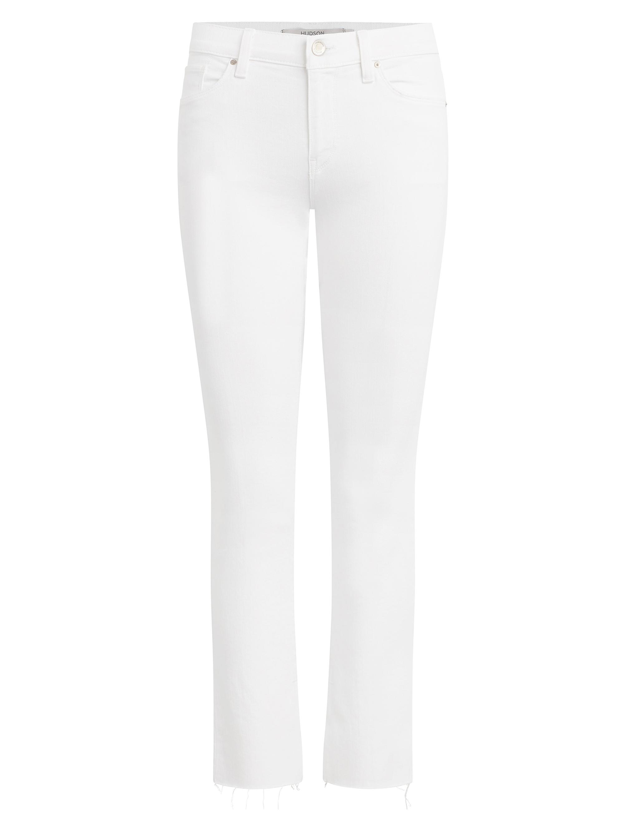 Hudson Jeans Women's Nico Mid-Rise Slit Straight Ankle Jeans - Spring White