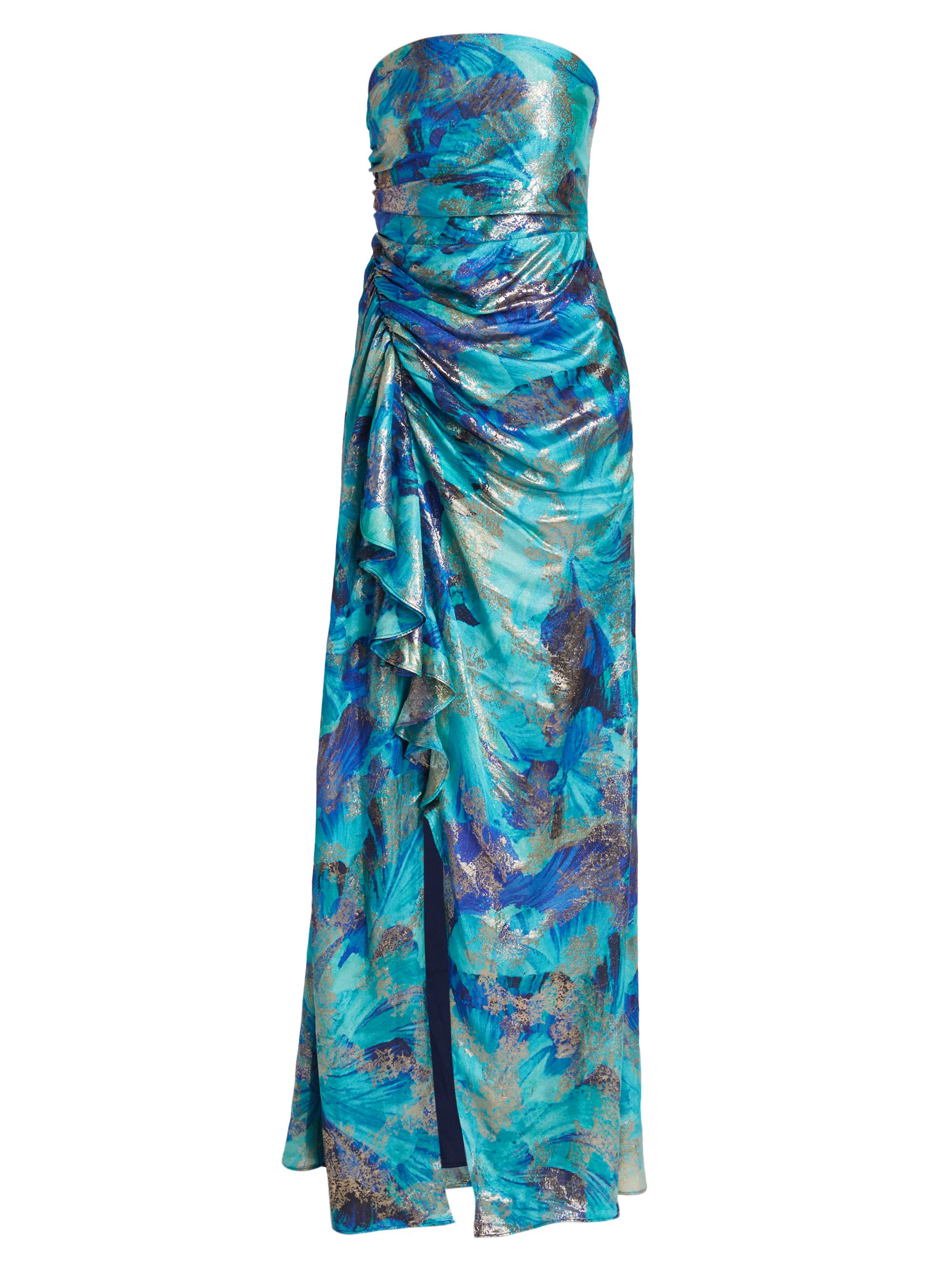 Ramy Brook Women's Carr Strapless Brushed Metallic Gown - Spring Navy Floral