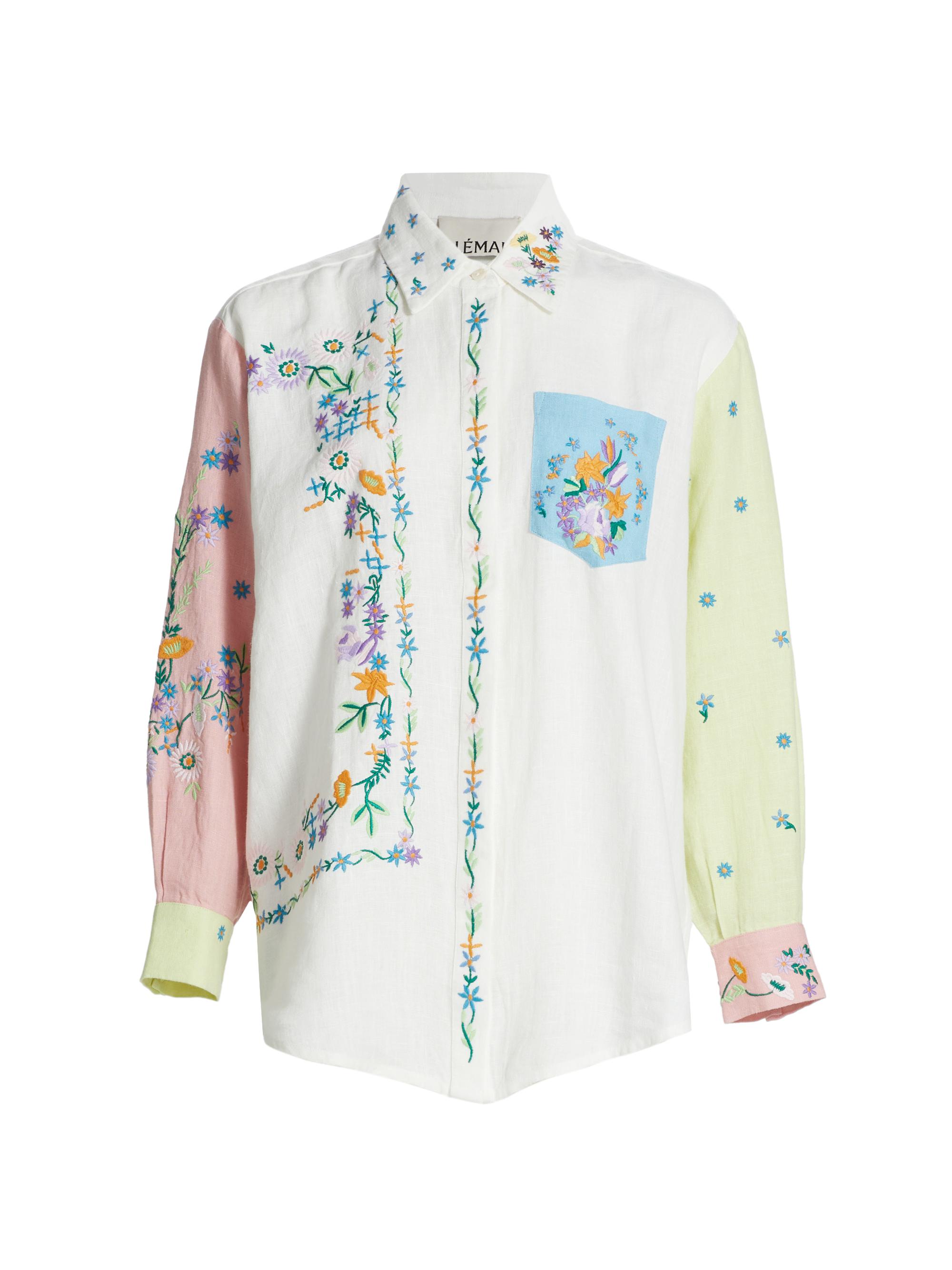 ALEMAIS Women's Hotel Paradiso Willa Embroidered Linen Shirt