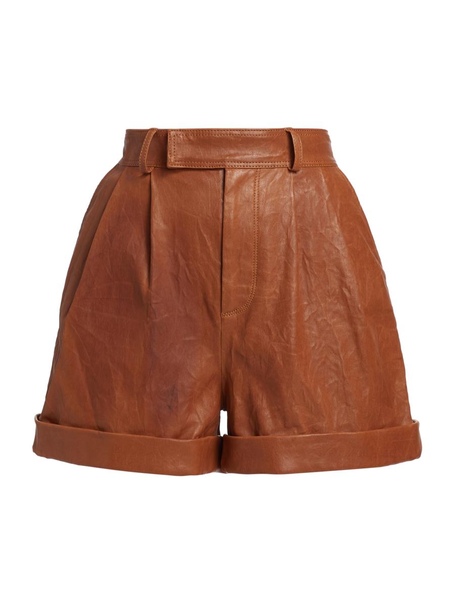 【PORTERNA】Prosum Wrinkle Leather Shorts Frame Pleated Leather Shorts | Saks Fifth Avenue