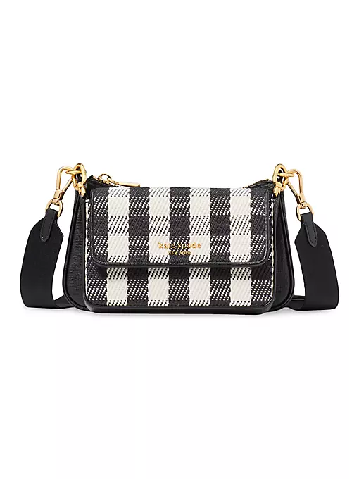 kate spade new york - Double Up Gingham Leather Crossbody Bag