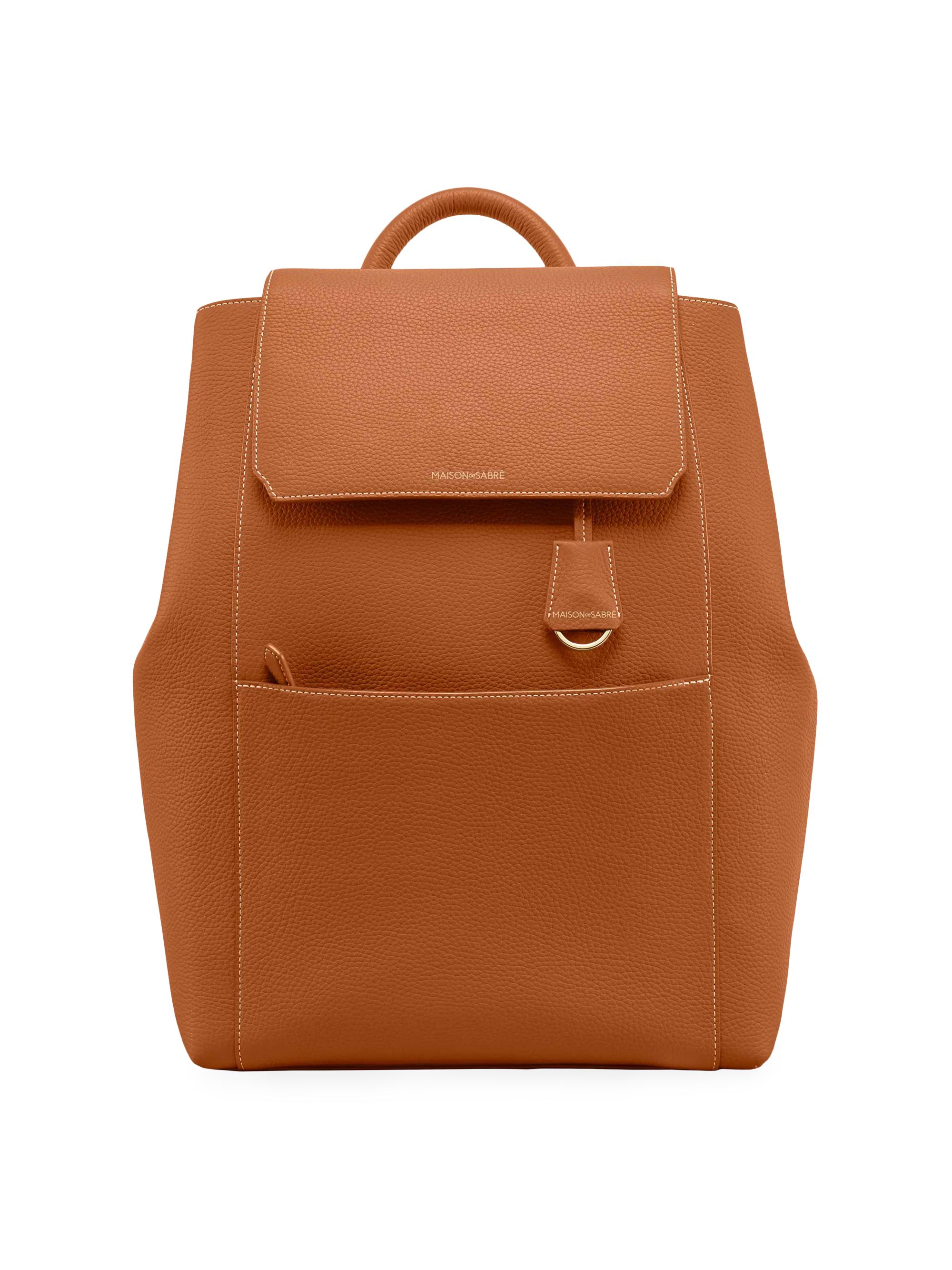 Maison de Sabre Women's Large Leather Soft Backpack - Pecan Brown