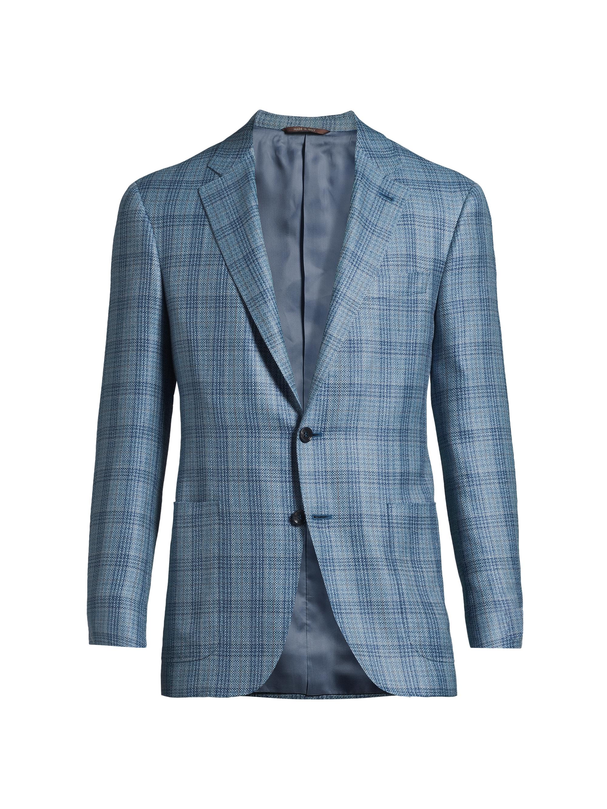 Canali Men's Kei Plaid Wool-Blend Two-Button Sport Coat - Blue