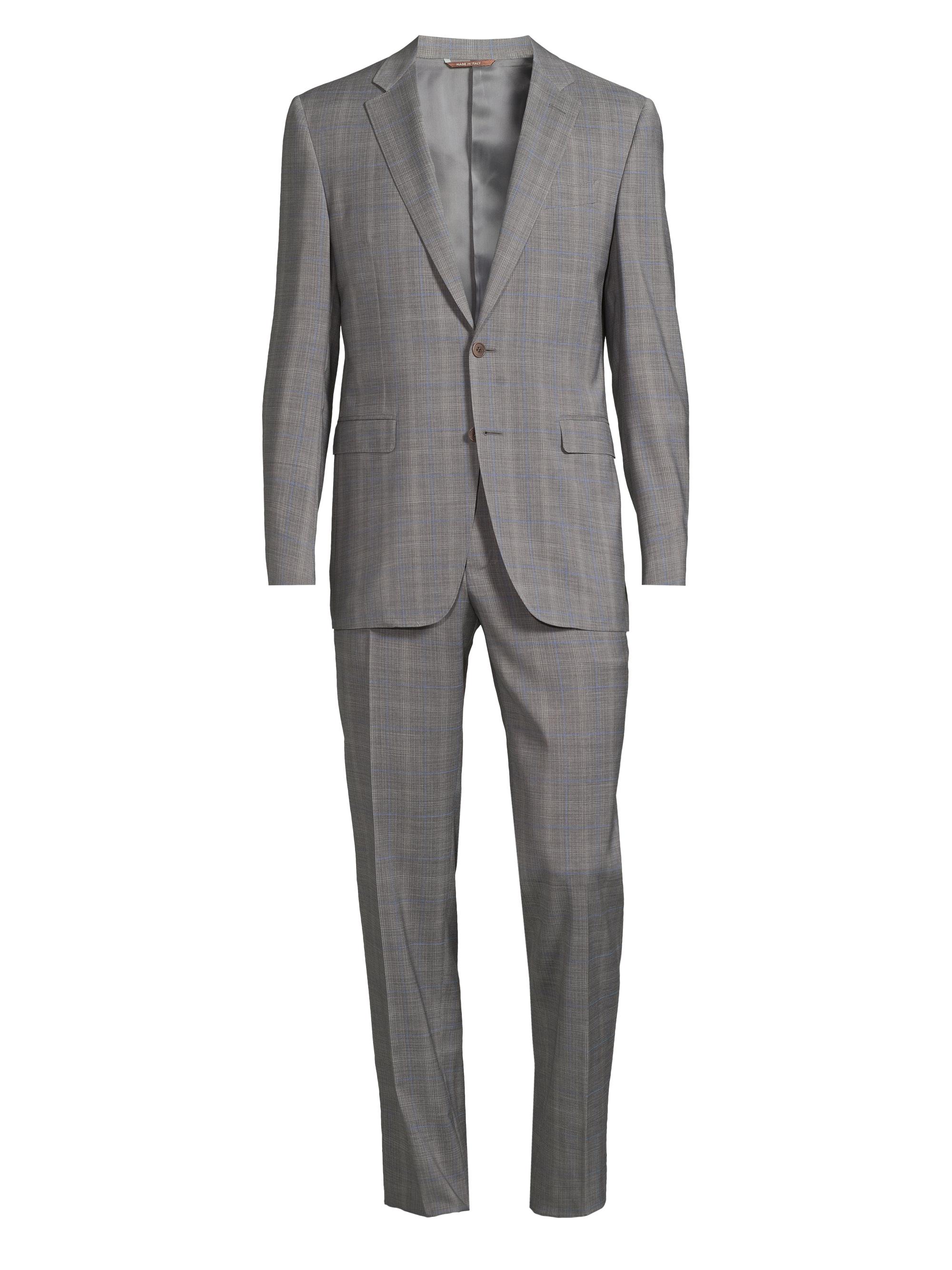 Canali Men's Milano Plaid Wool Single-Breasted Slim-Fit Suit - Grey