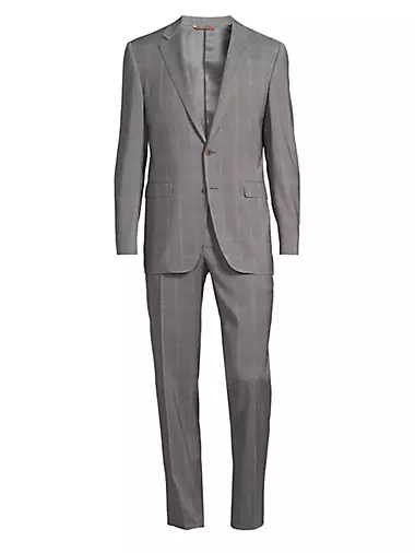 Milano Plaid Wool Single-Breasted Slim-Fit Suit
