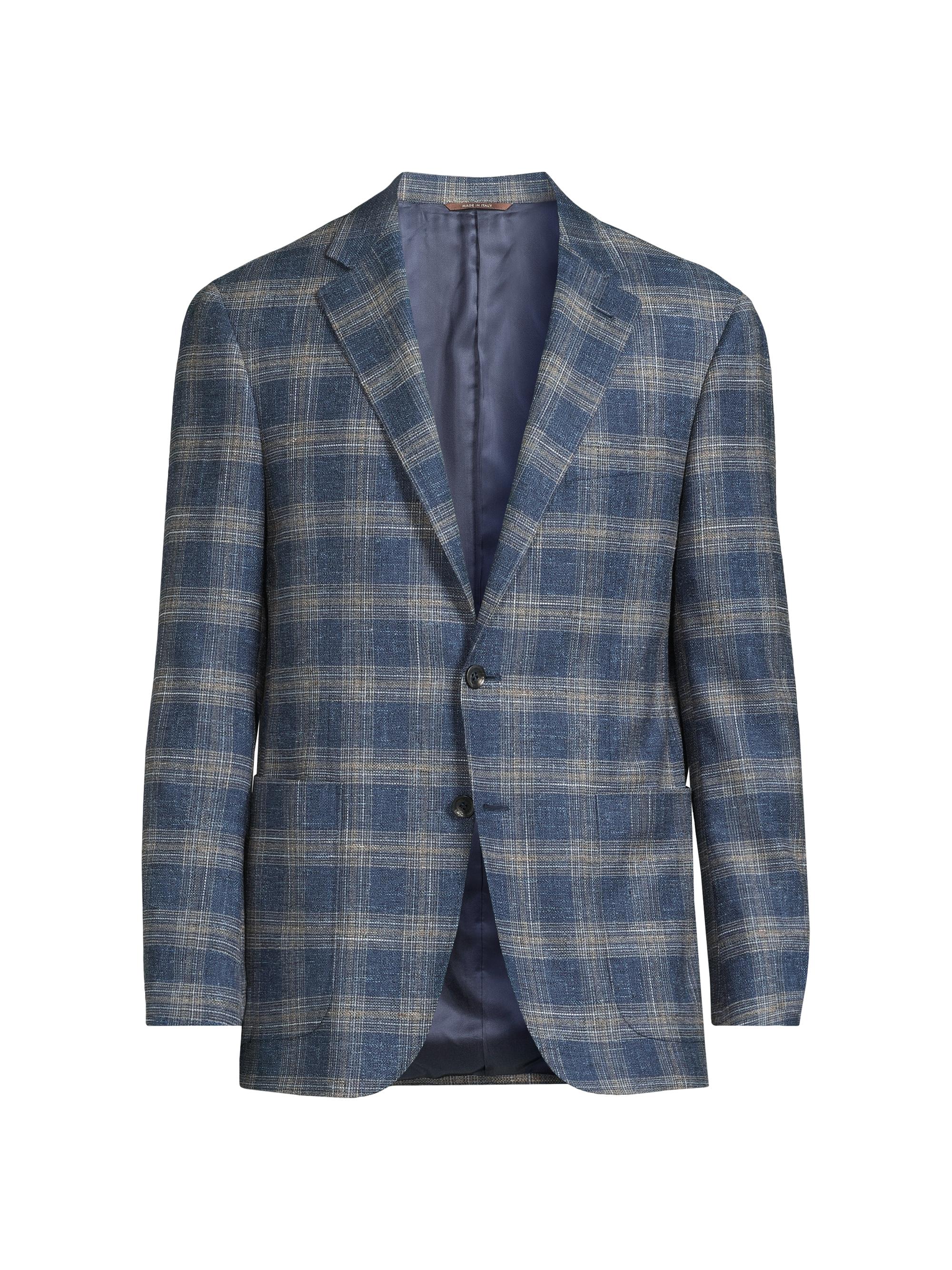 Canali Men's Kei Plaid Wool-Blend Two-Button Sport Coat - Blue