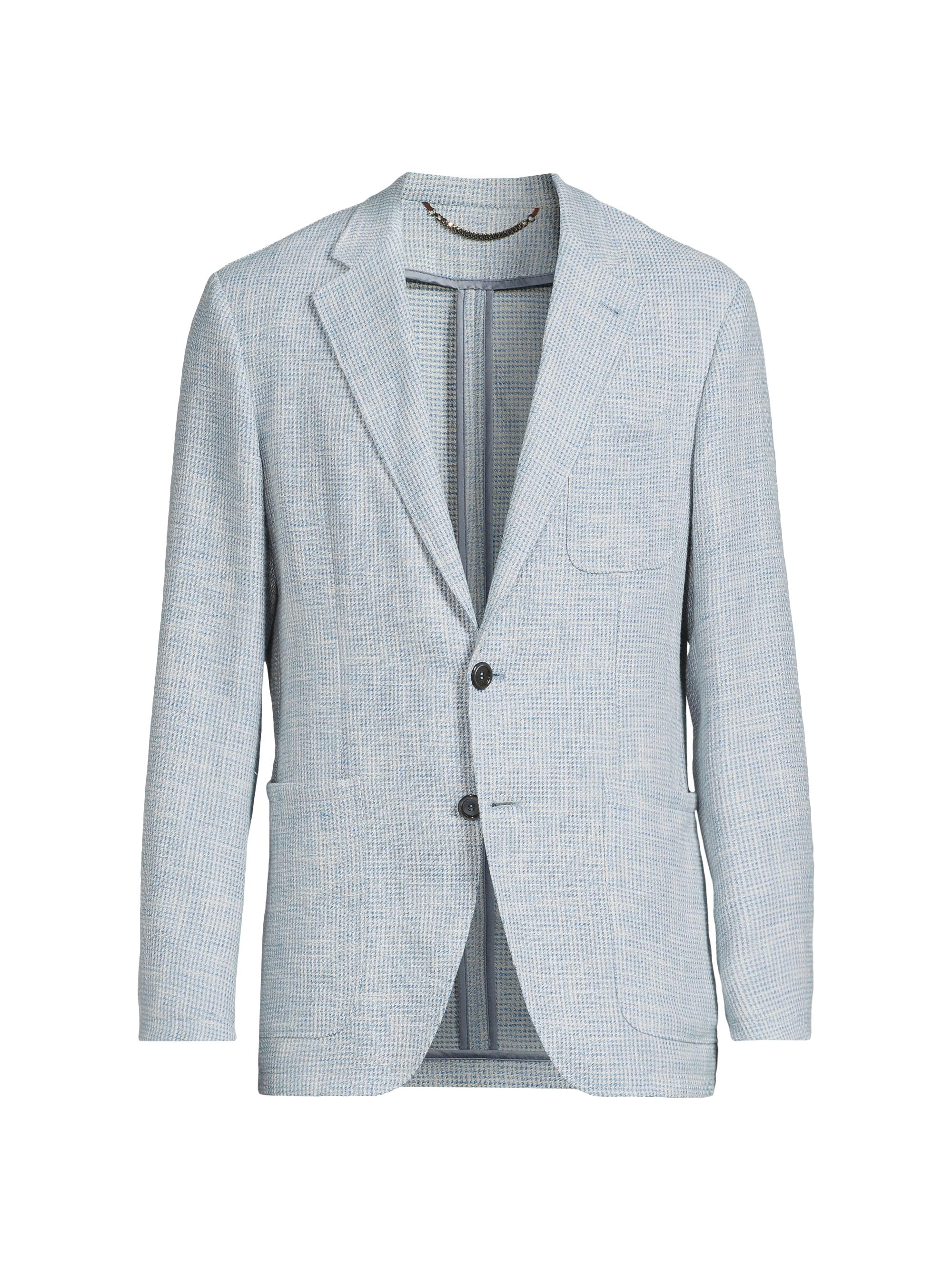 Canali Men's Kei Houndstooth Cotton & Linen-Blend Two-Button Sport Coat - Light Blue