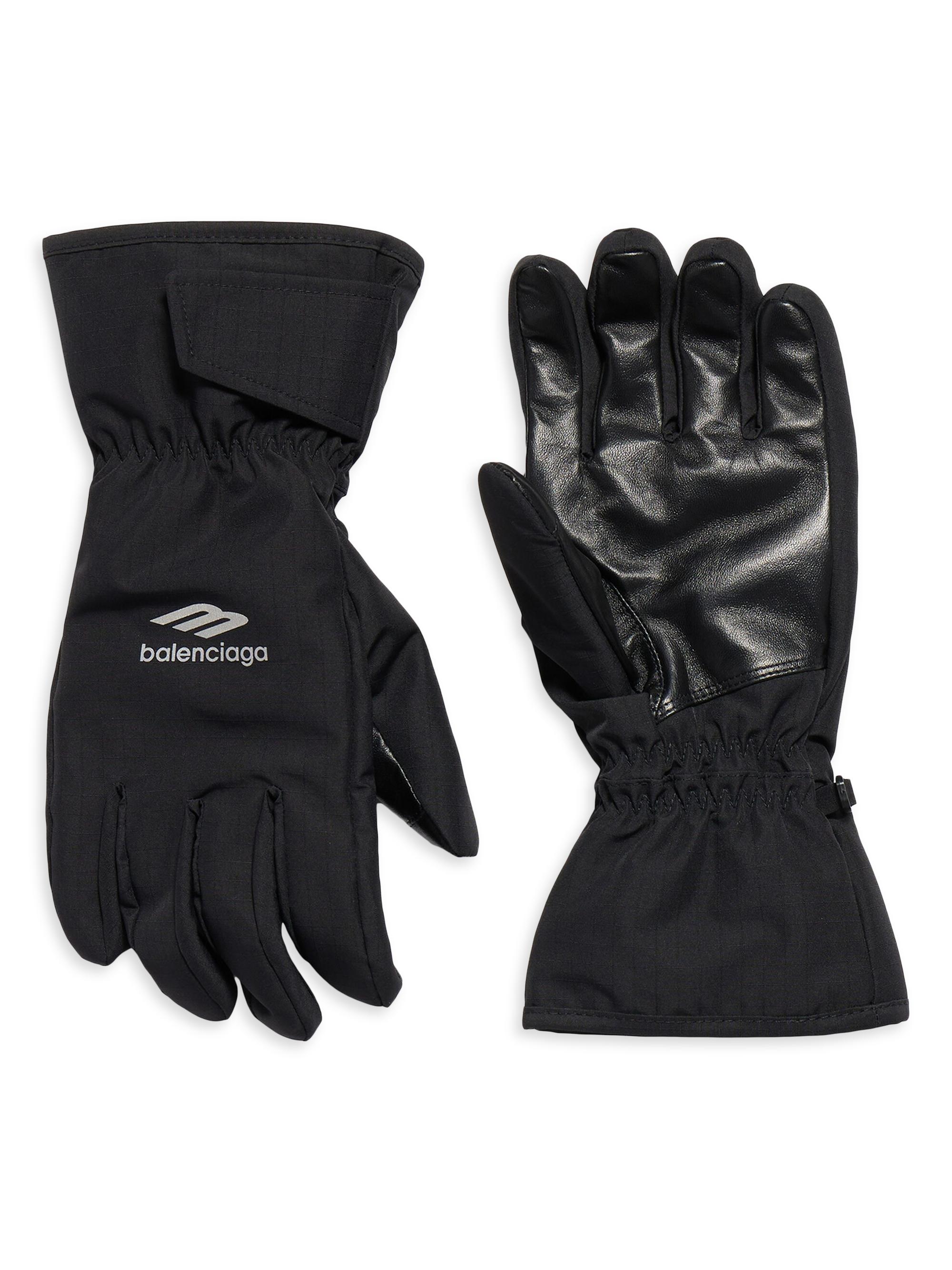 Balenciaga Men's Skiwear-3B Sports Icon Ski Gloves - Black