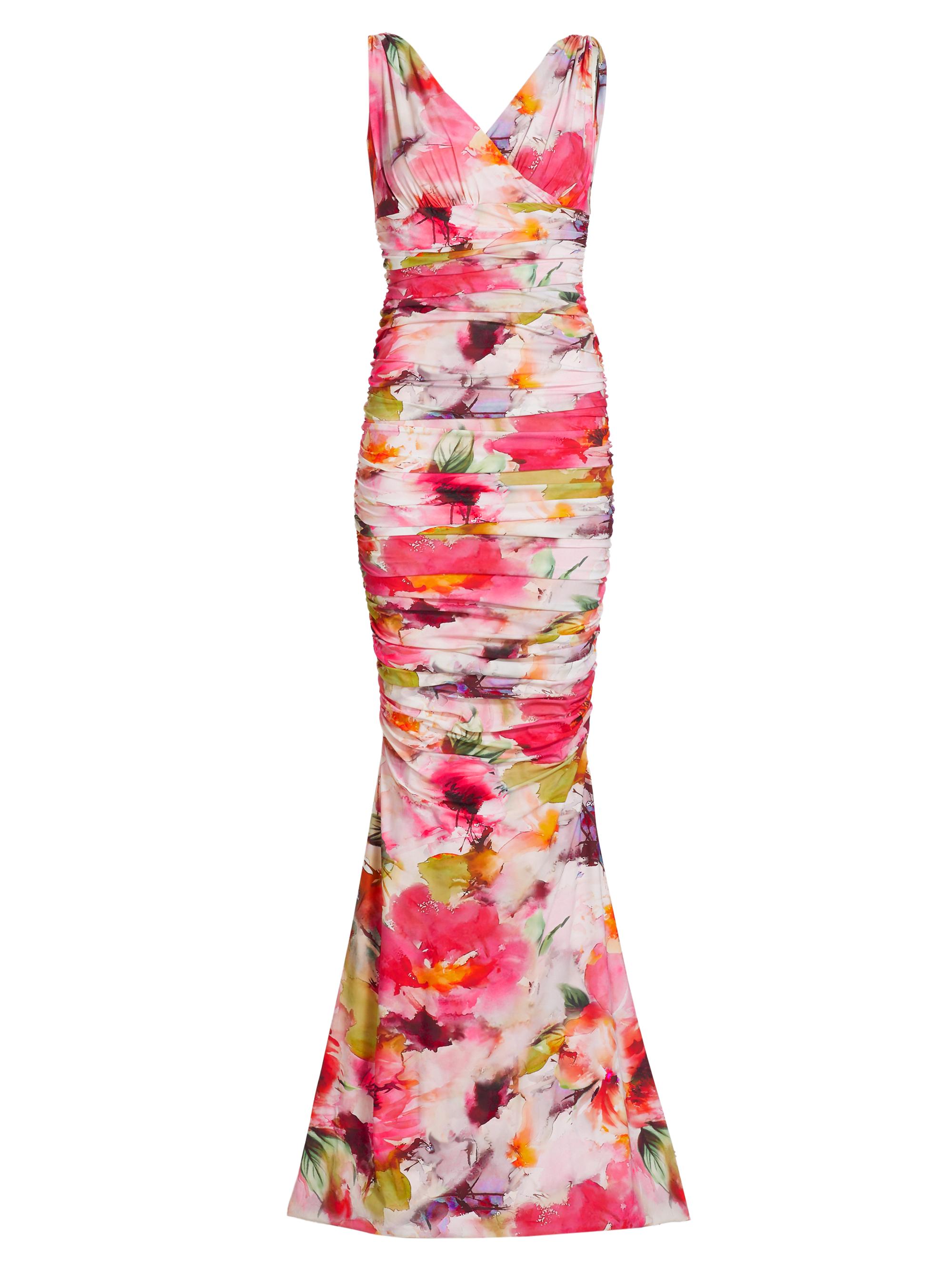 Chiara Boni La Petite Robe Women's Barbe Ruched Floral Gown - Summer Roses Pink