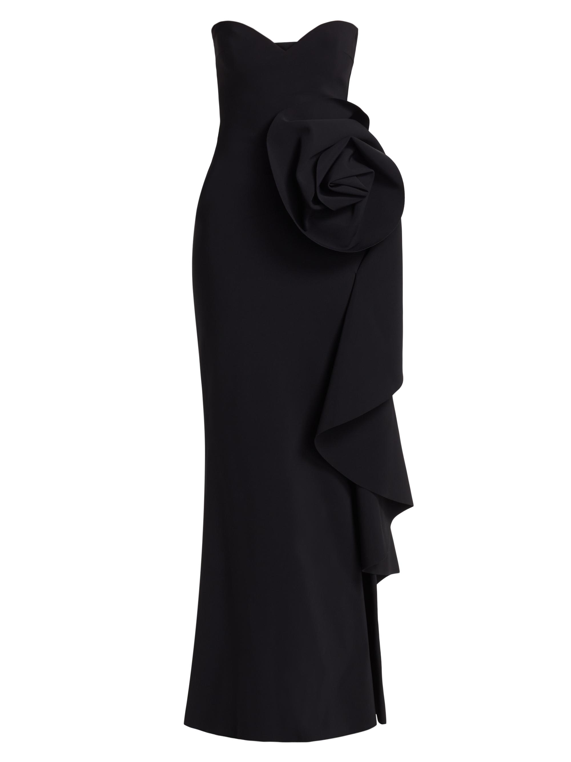 Chiara Boni La Petite Robe Women's Ethane Strapless Floral Ruffle Gown - Black