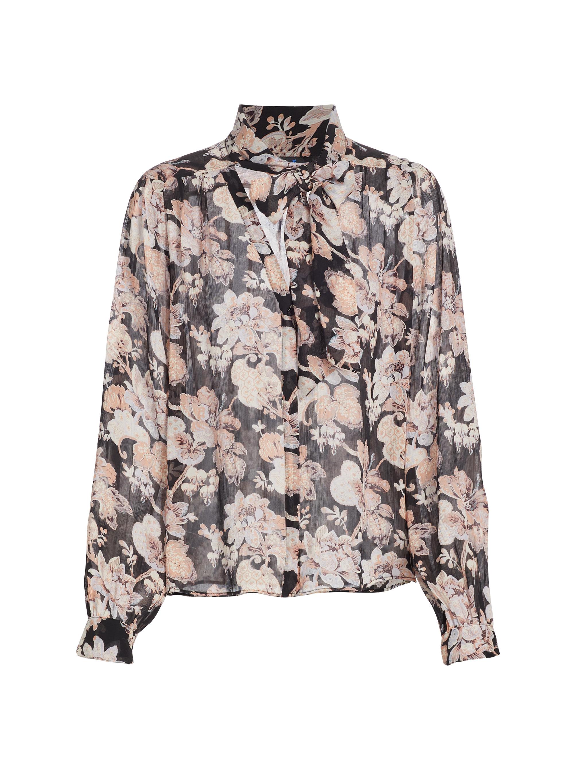 Paige Women's Kirstie Floral Silk Tieneck Blouse - Black Multi