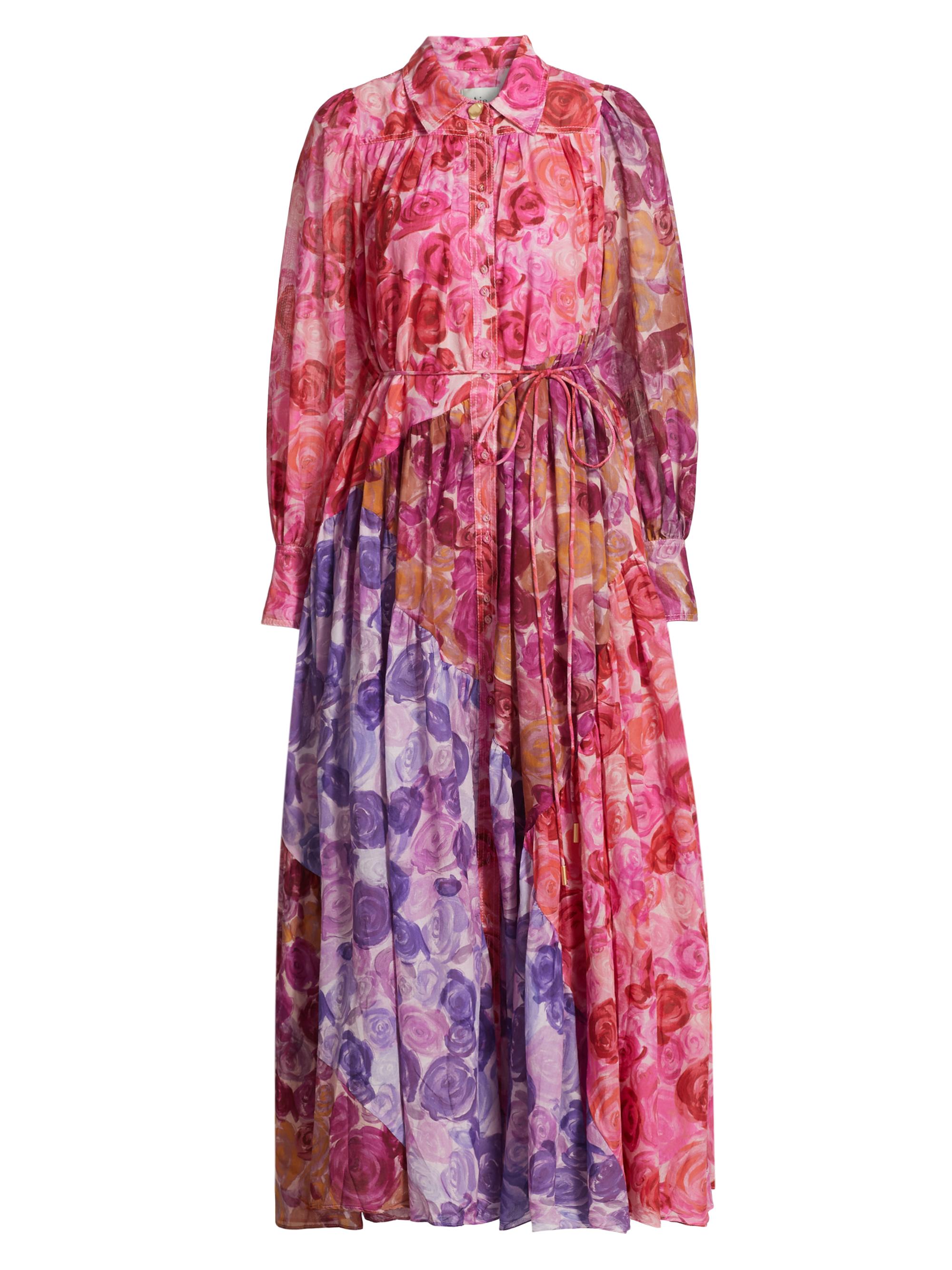 Aje Women's Abstraction Collisions Floral Cotton Maxi Shirtdress - Kaleidoscopic Rose
