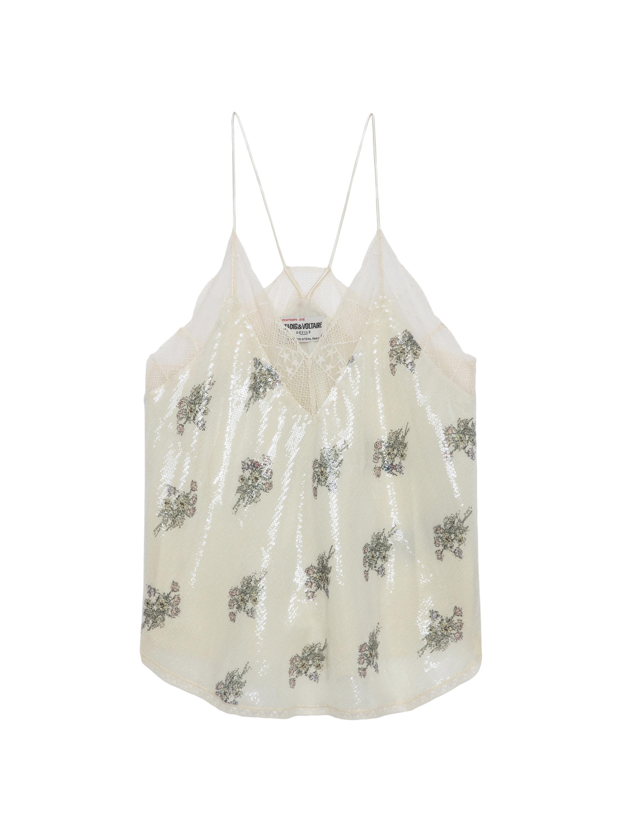 Zadig & Voltaire Women's Christy Floral Sequined Camisole - Mastic