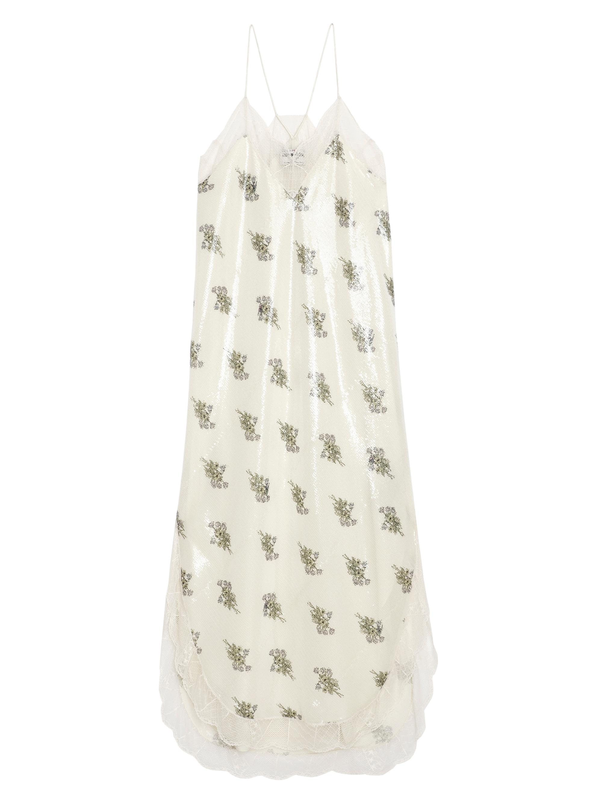 Zadig & Voltaire Women's Ristyl Printed Sequined Midi-Slipdress - Mastic