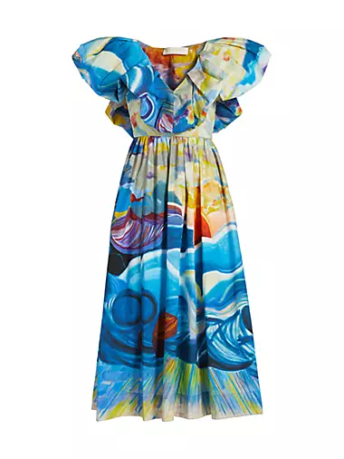 Francesca Printed Ruffle Midi-Dress