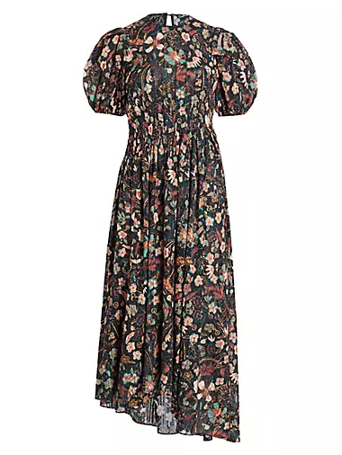 Eden Floral Puff-Sleeve A-Line Dress
