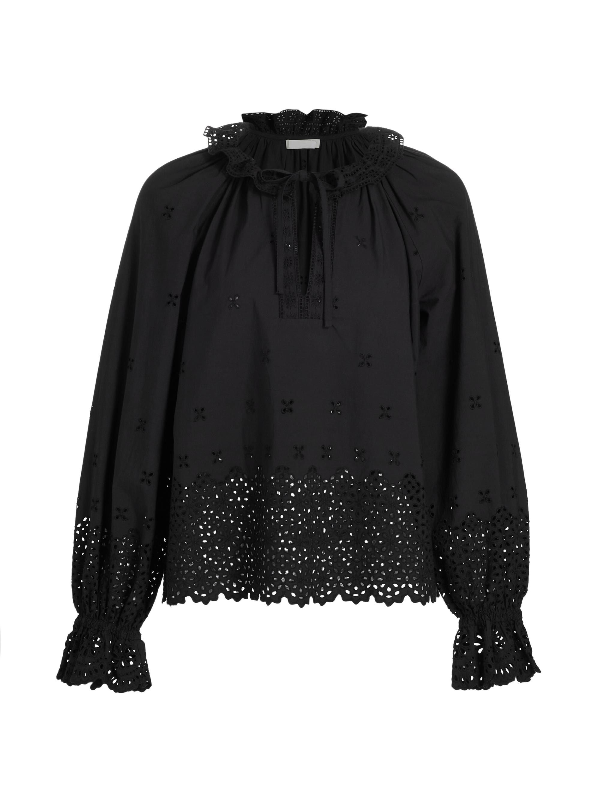 Ulla Johnson Women's Alora Eyelet Cotton Blouse - Noir