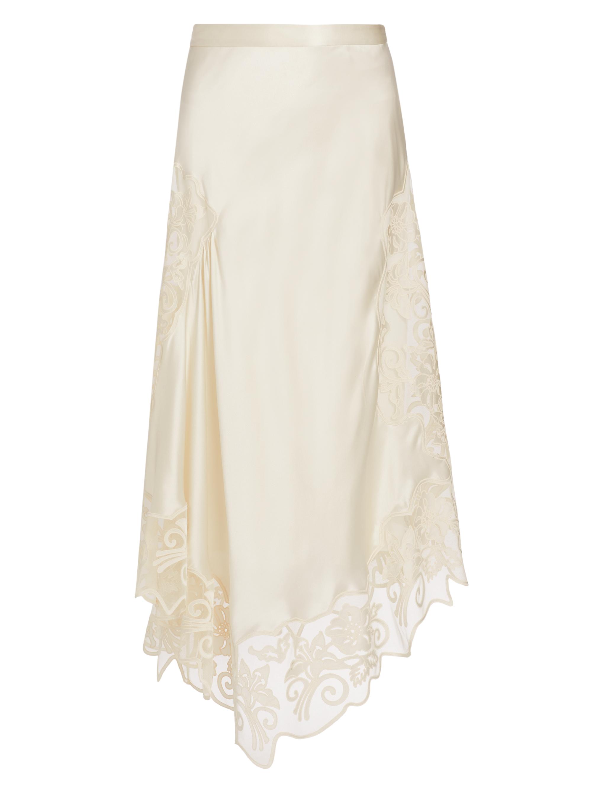 Ulla Johnson Women's Cressida Silk Lace-Paneled Midi-Skirt - Cowrie