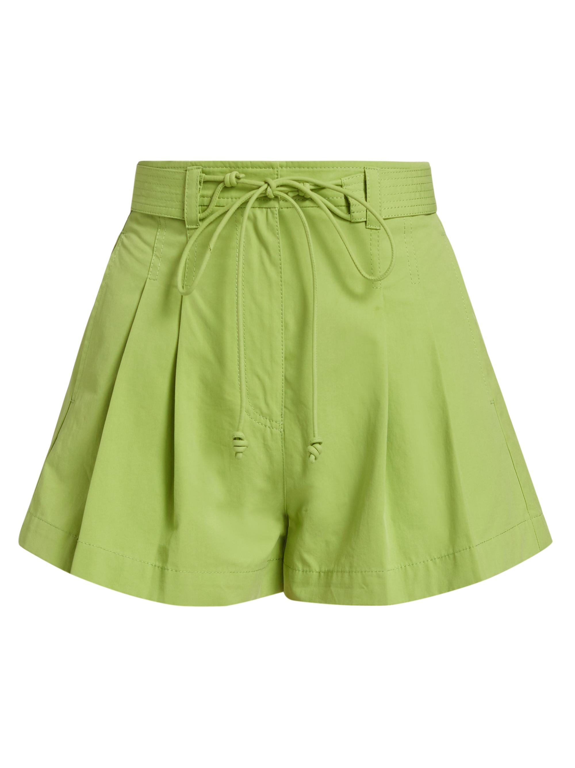 Ulla Johnson Women's Iris Pleated High-Rise Wide-Leg Shorts - Lichen