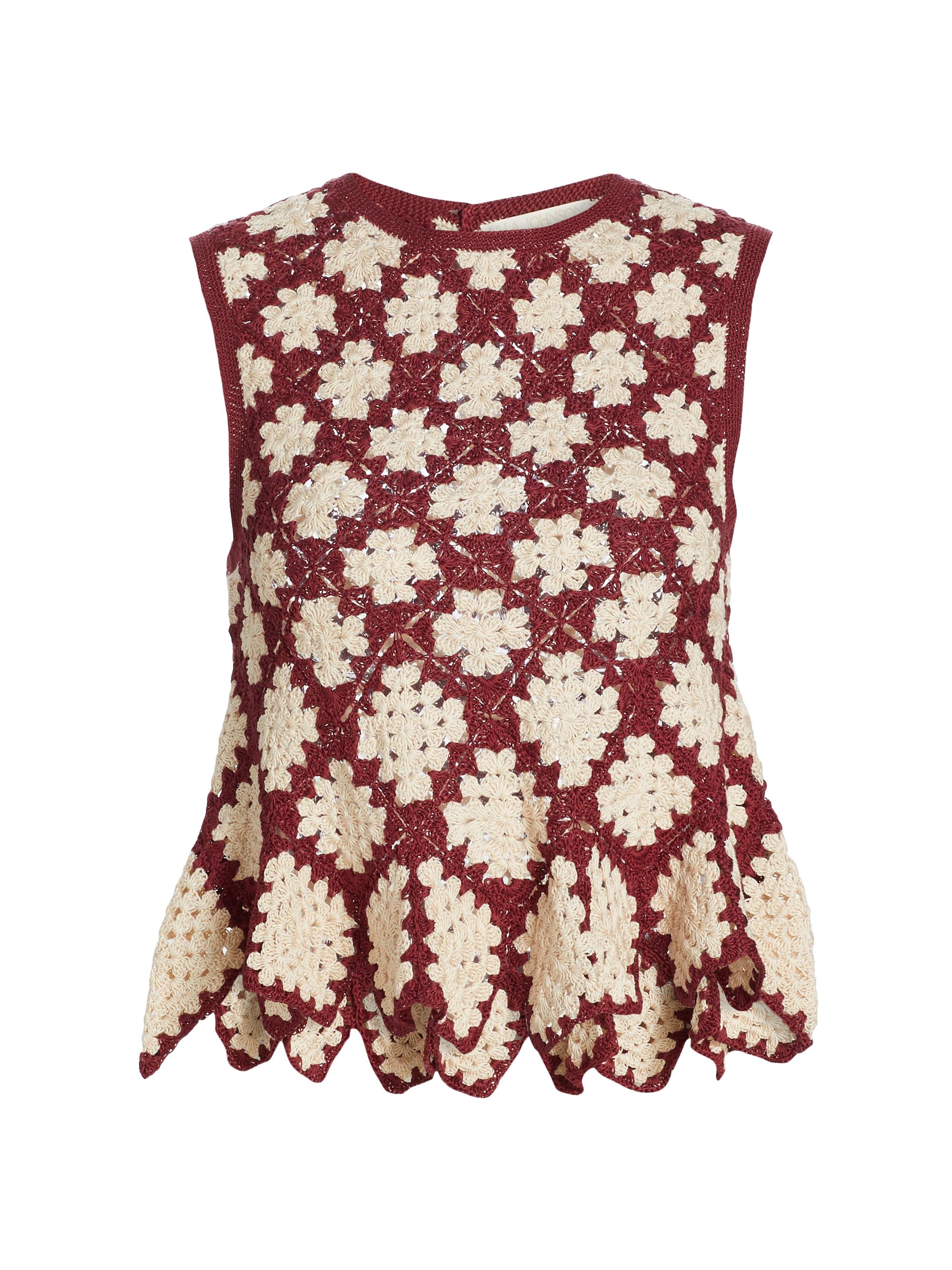 Ulla Johnson Women's Boden Geometric Crochet Peplum Top - Claret