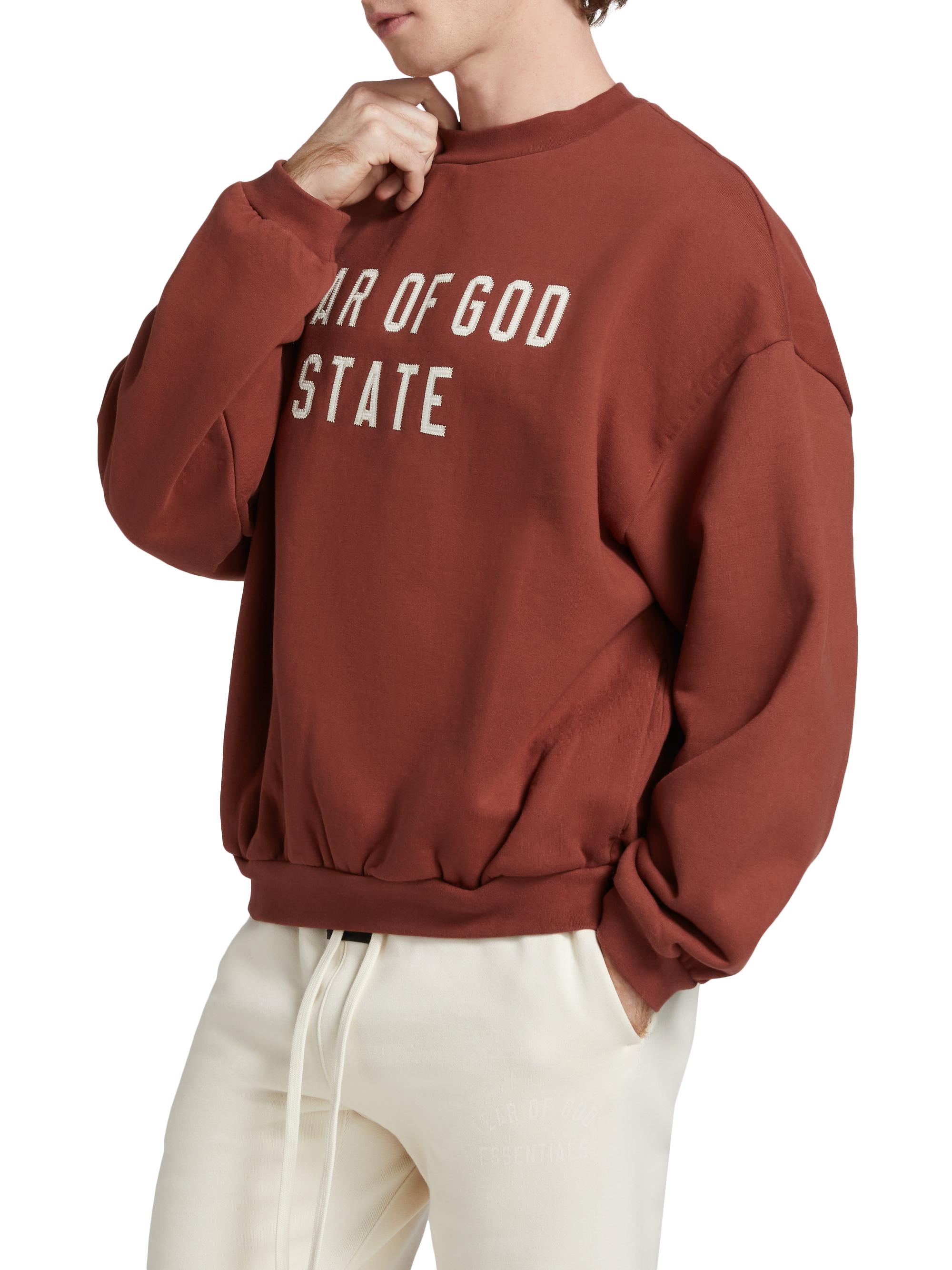 トップス FEAR OF GOD ESSENTIALS FLEECE CREWNECK Fear of God Essentials Logo Fleece Crewneck Sweatshirt | Saks